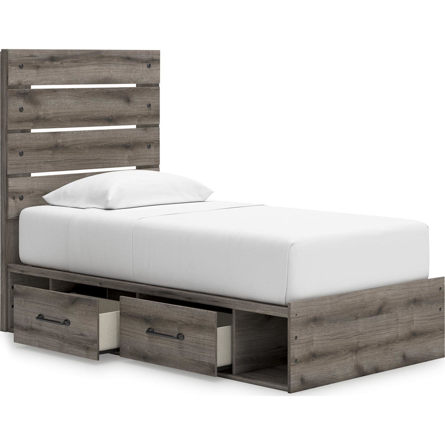 Lit double avec rangement Graystorm - Marron Gris