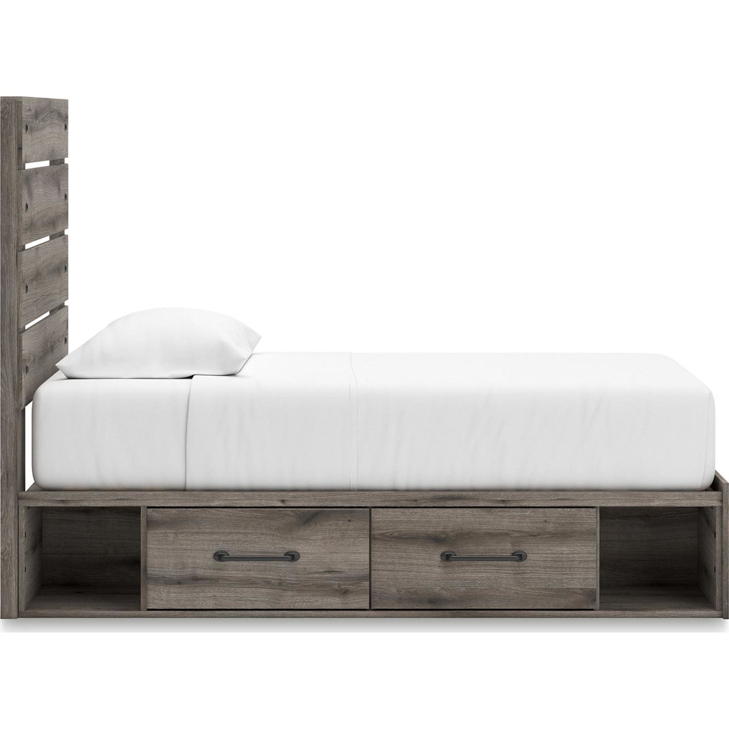 Lit double avec rangement Graystorm - Marron Gris