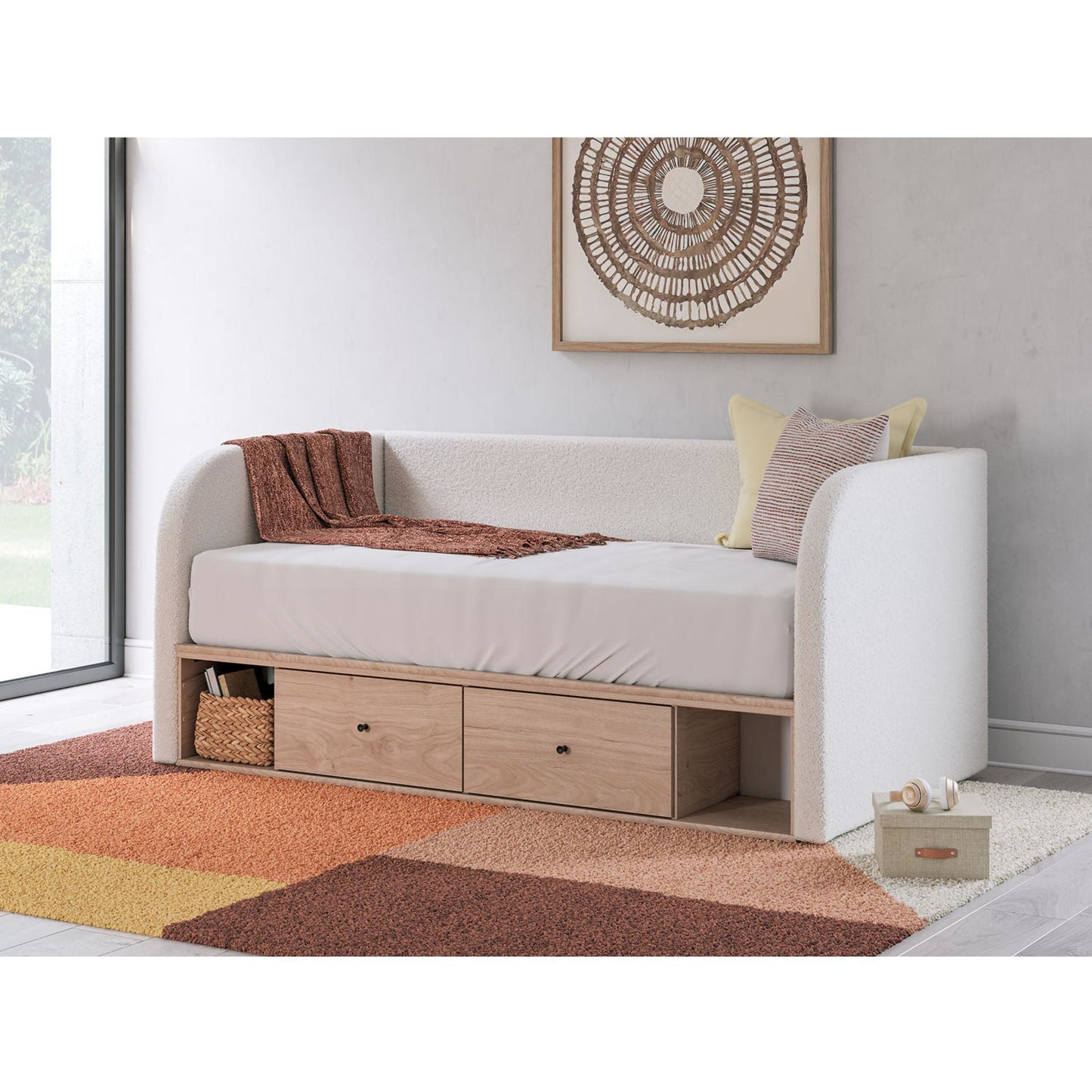 Lit de repos Arloster avec rangement - Beige/Blanc