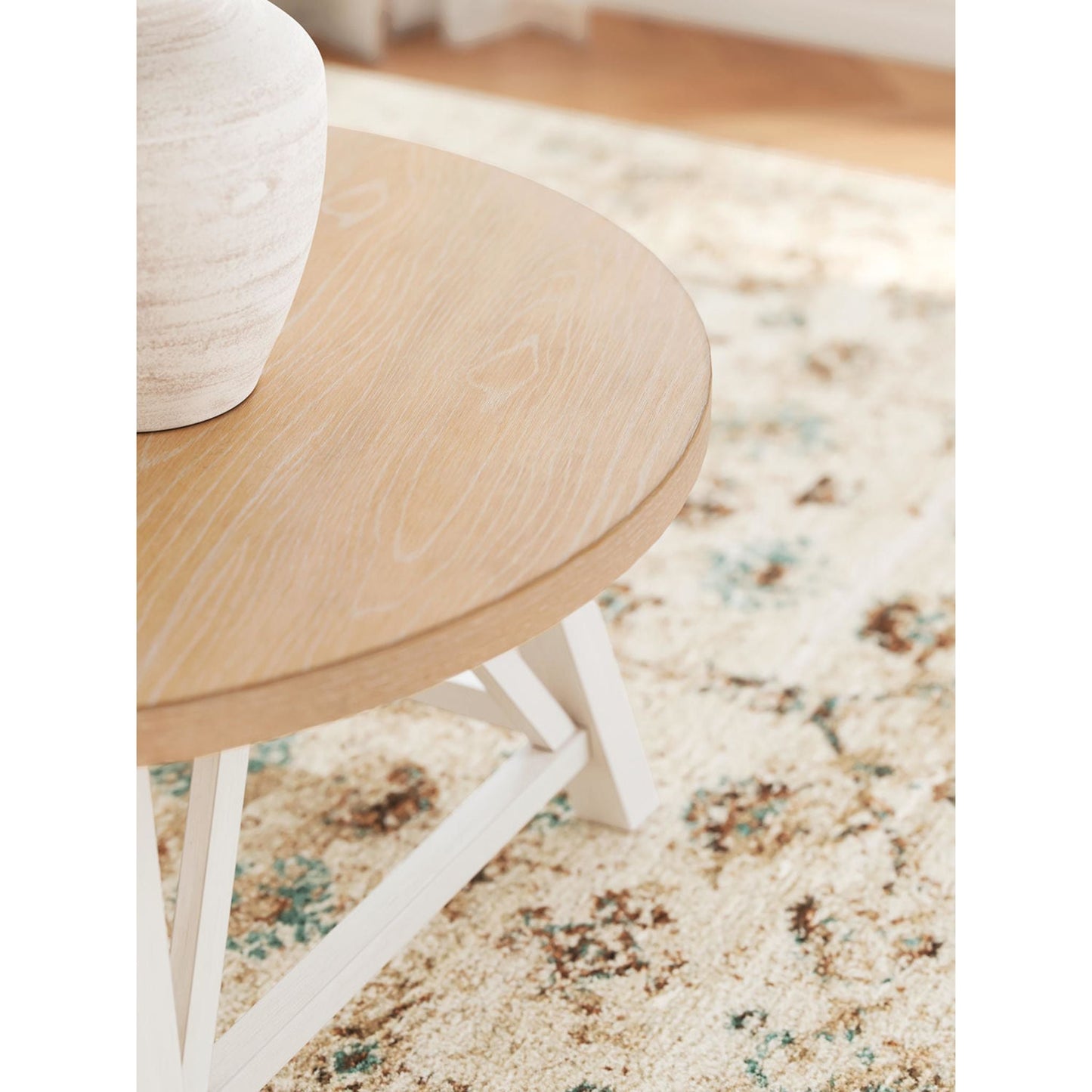 Lot de 3 tables Fawndell - Blanc antique/marron