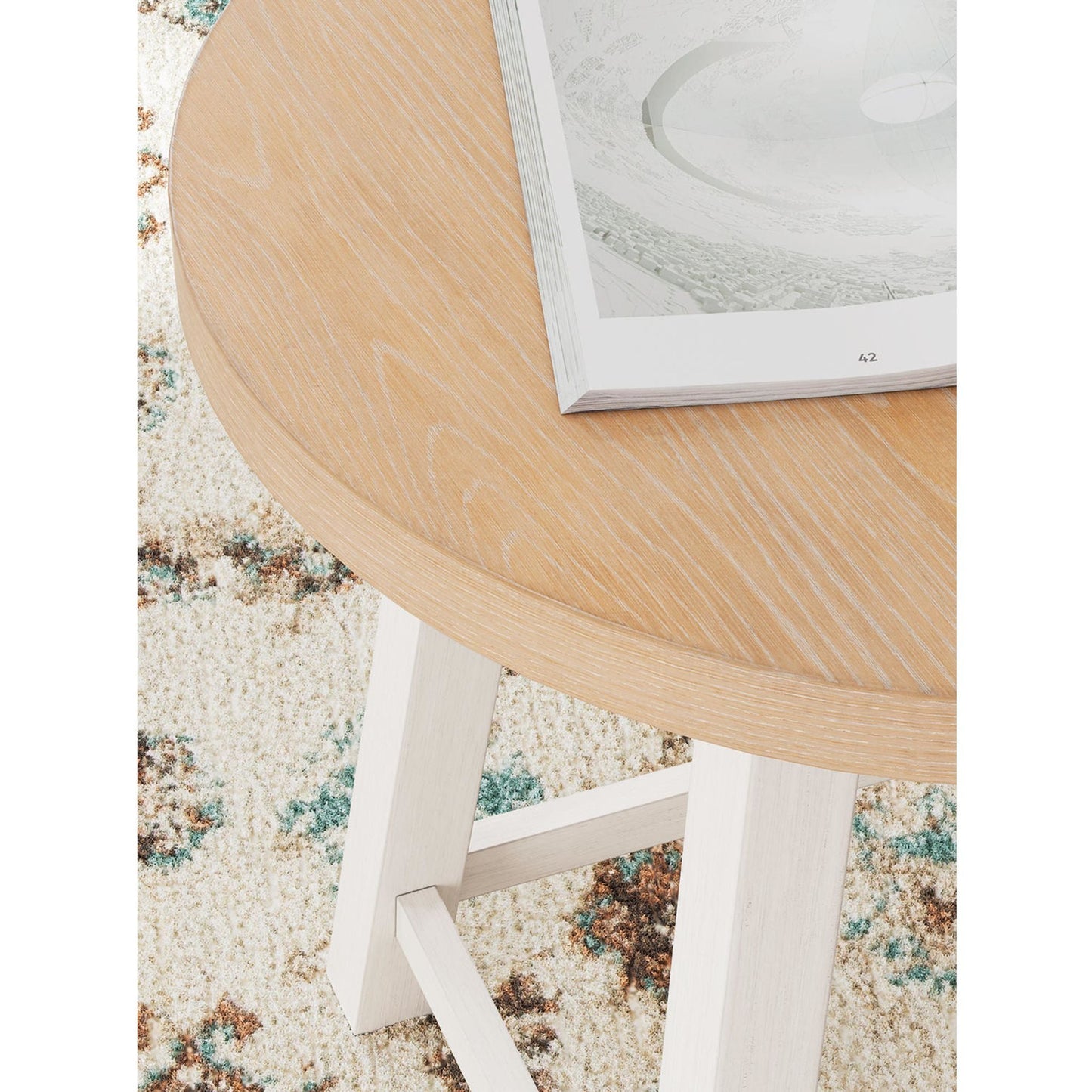 Lot de 3 tables Fawndell - Blanc antique/marron
