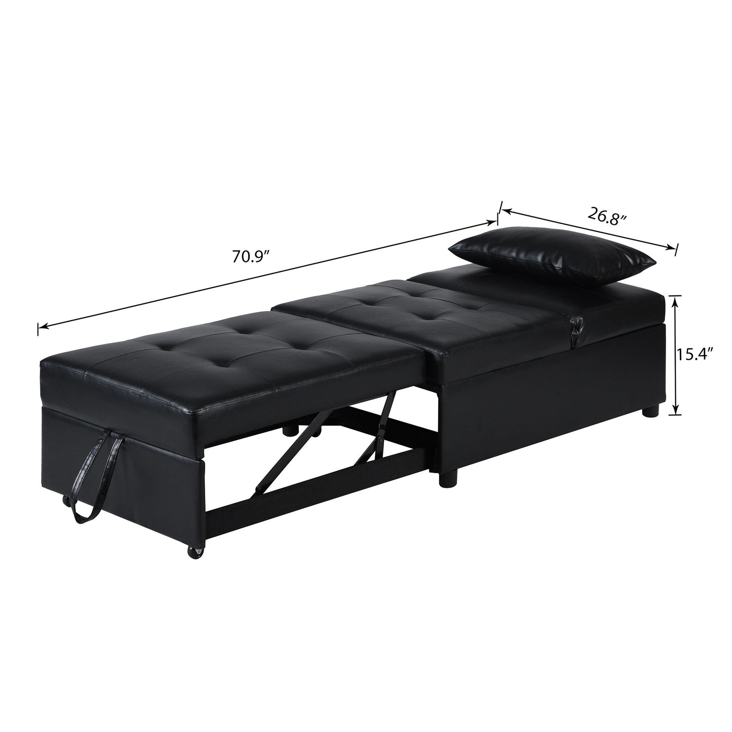 Canapé-lit ottoman simple pliable de 39,8 pouces avec dossier réglable et oreillers pour le salon