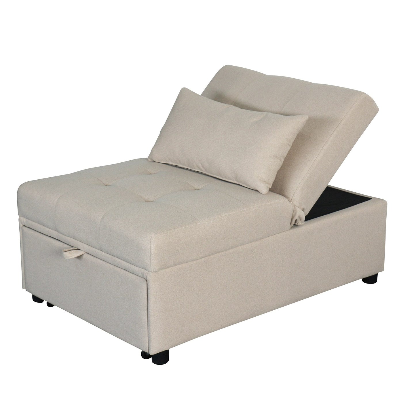 Canapé-lit ottoman simple pliable de 39,8 pouces avec dossier réglable et oreillers pour le salon