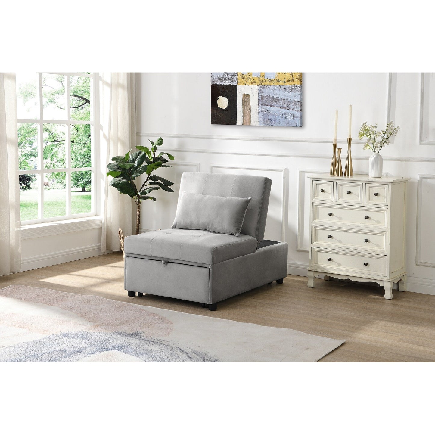 Canapé-lit ottoman simple pliable de 39,8 pouces avec dossier réglable et oreillers pour le salon