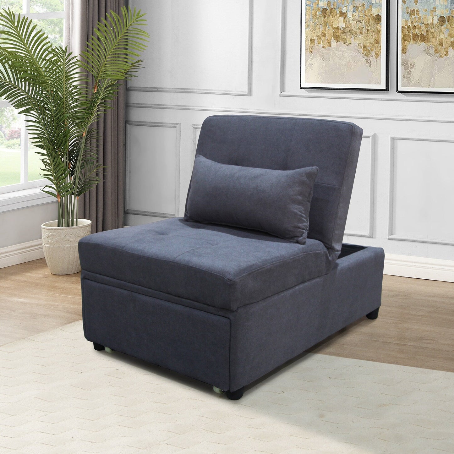 Canapé-lit ottoman simple pliable de 39,8 pouces avec dossier réglable et oreillers pour le salon