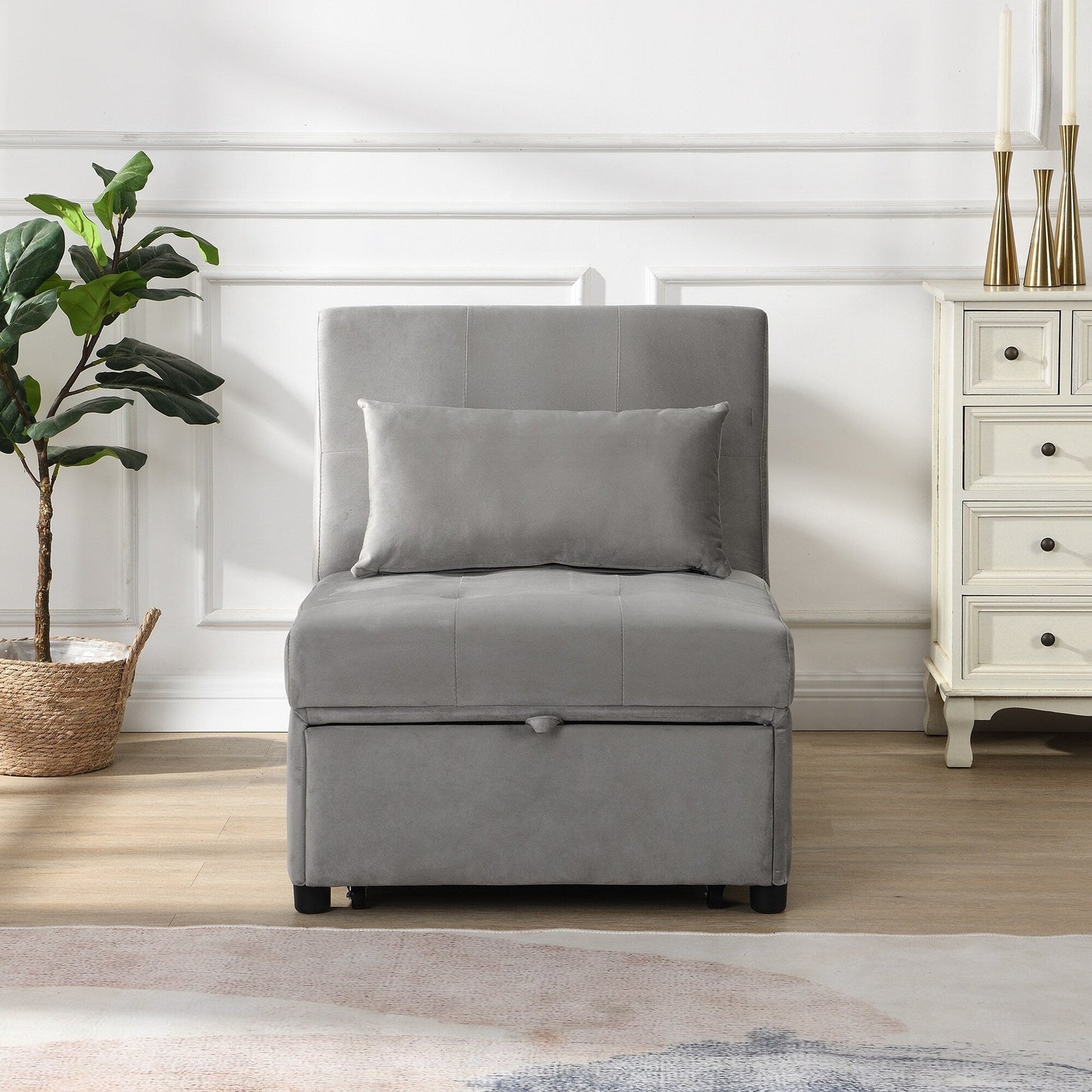 Canapé-lit ottoman simple pliable de 39,8 pouces avec dossier réglable et oreillers pour le salon