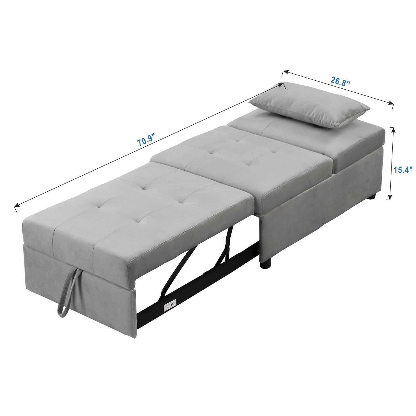 Canapé-lit ottoman simple pliable de 39,8 pouces avec dossier réglable et oreillers pour le salon