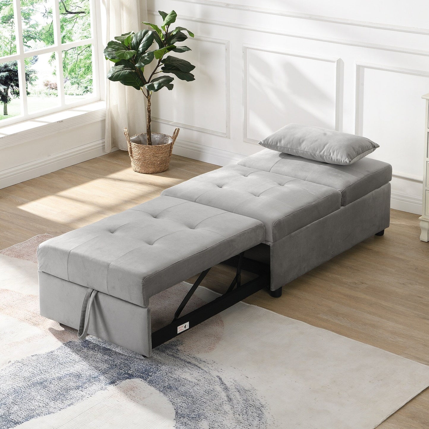 Canapé-lit ottoman simple pliable de 39,8 pouces avec dossier réglable et oreillers pour le salon