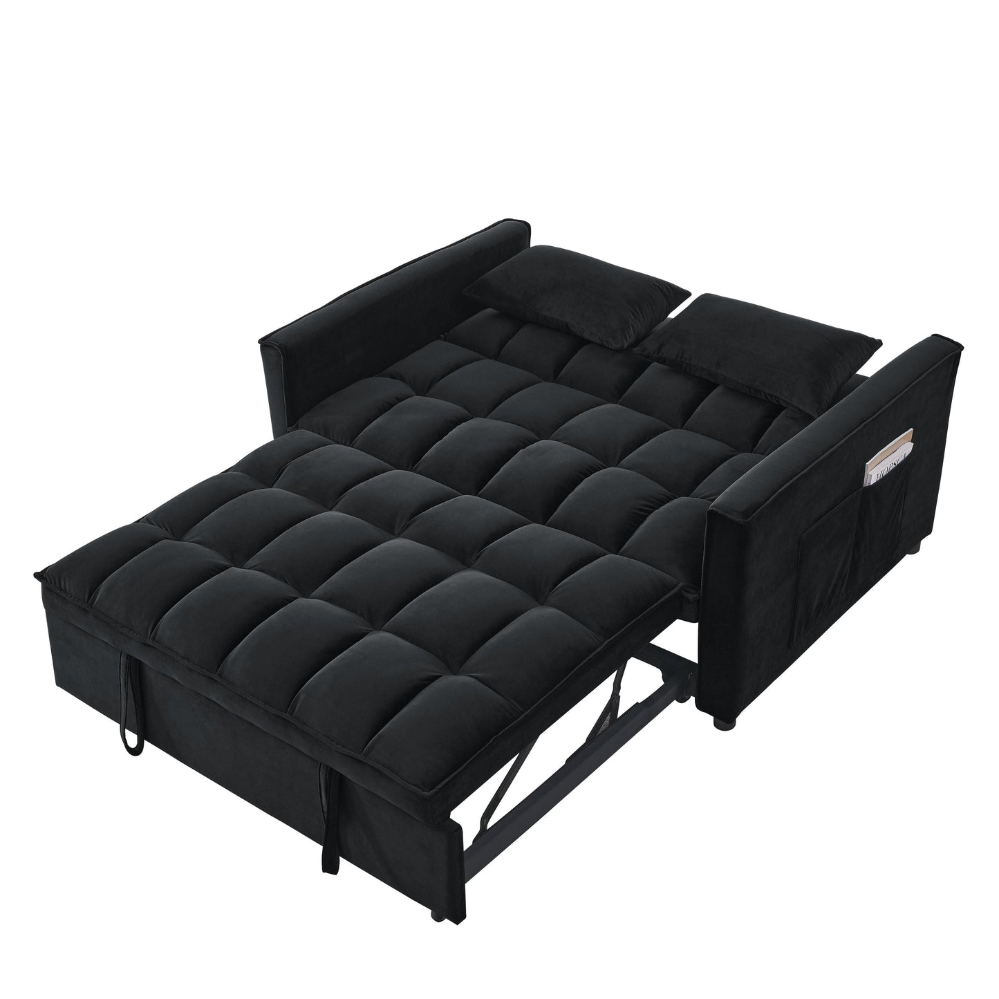 Canapé-lit gigogne 3 en 1 en velours avec deux poches latérales et dossier réglable pour le salon (53,94 €)