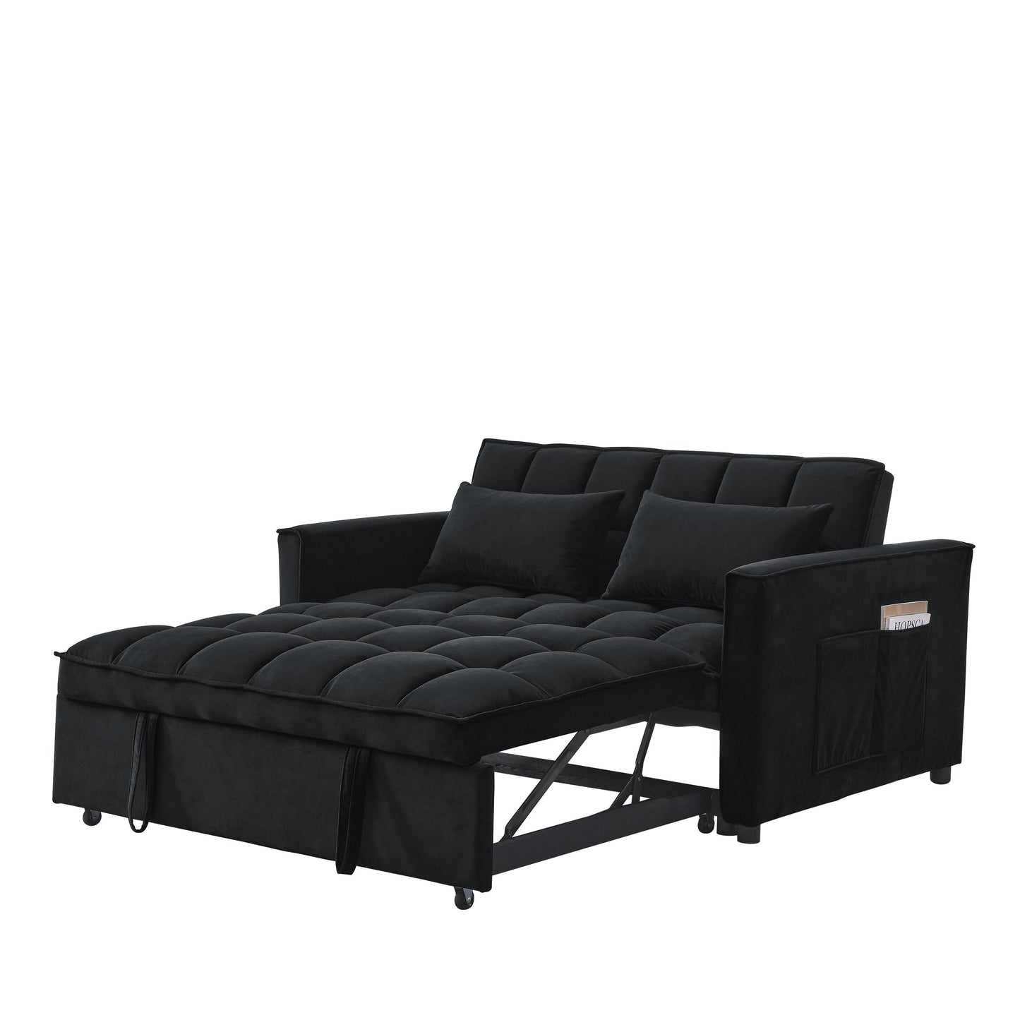 Canapé-lit gigogne 3 en 1 en velours avec deux poches latérales et dossier réglable pour le salon (53,94 €)