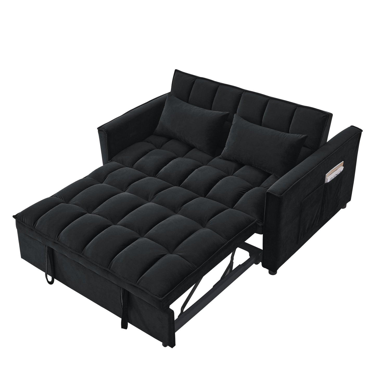 Canapé-lit gigogne 3 en 1 en velours avec deux poches latérales et dossier réglable pour le salon (53,94 €)