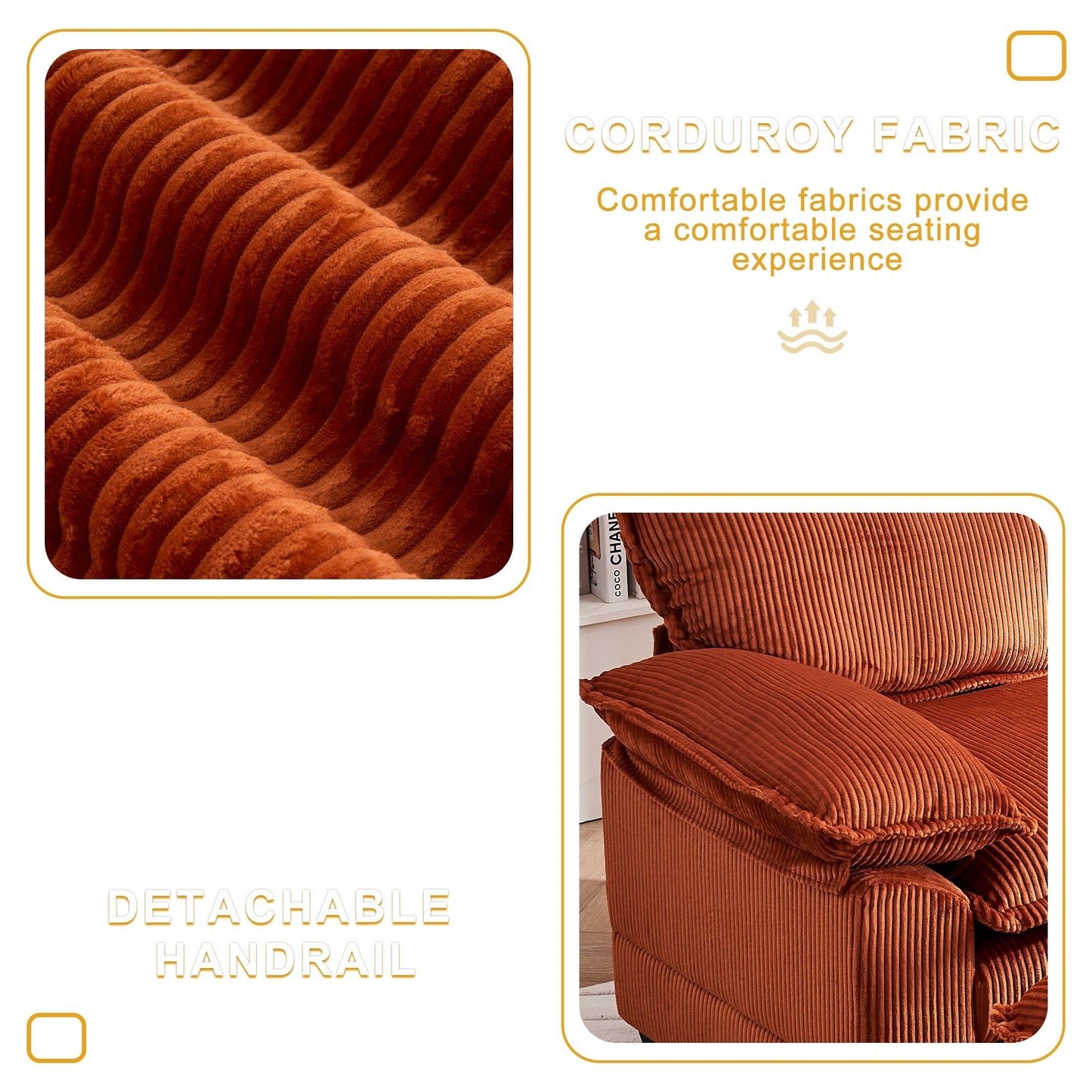 Fauteuil surdimensionné de 56,9 W avec ottoman, fauteuil de lecture pour chambre à coucher, canapé-lit inclinable moderne surdimensionné