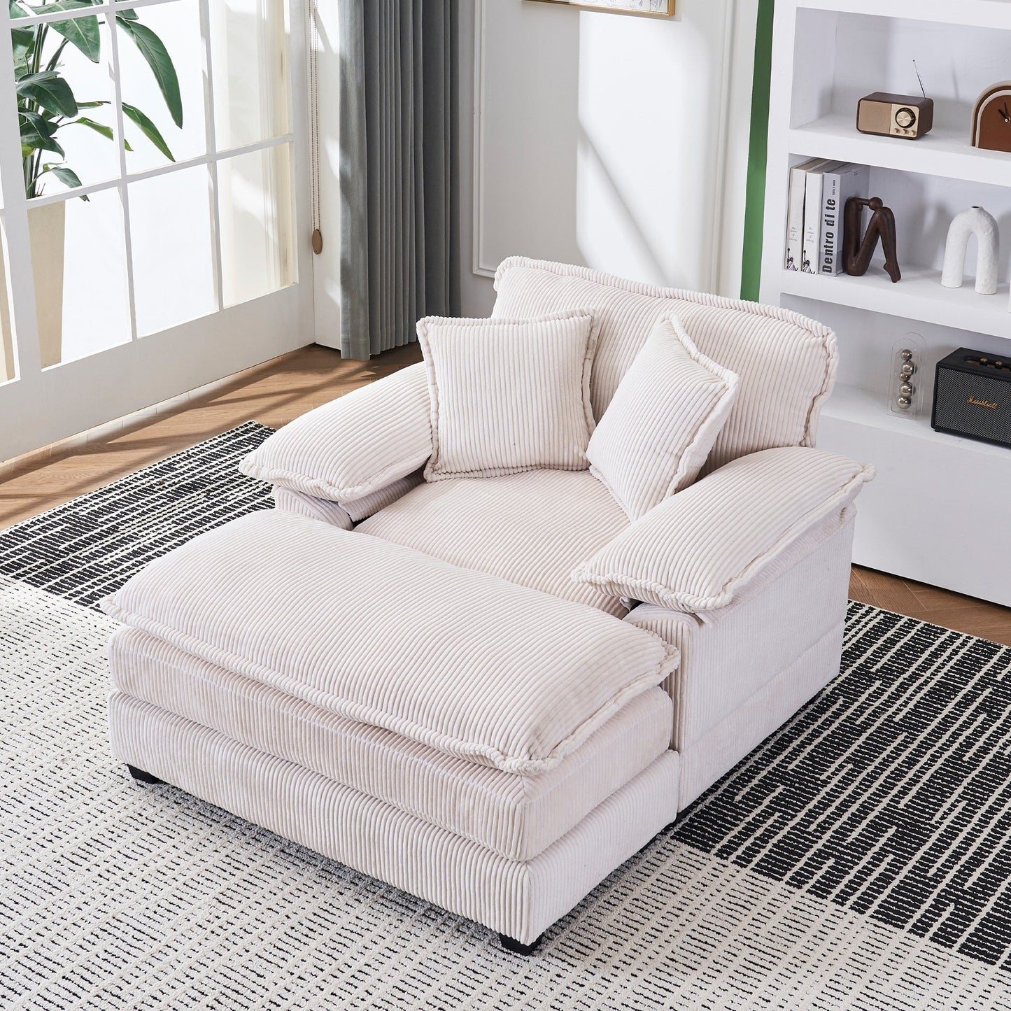 Fauteuil surdimensionné de 56,9 W avec ottoman, fauteuil de lecture pour chambre à coucher, canapé-lit inclinable moderne surdimensionné