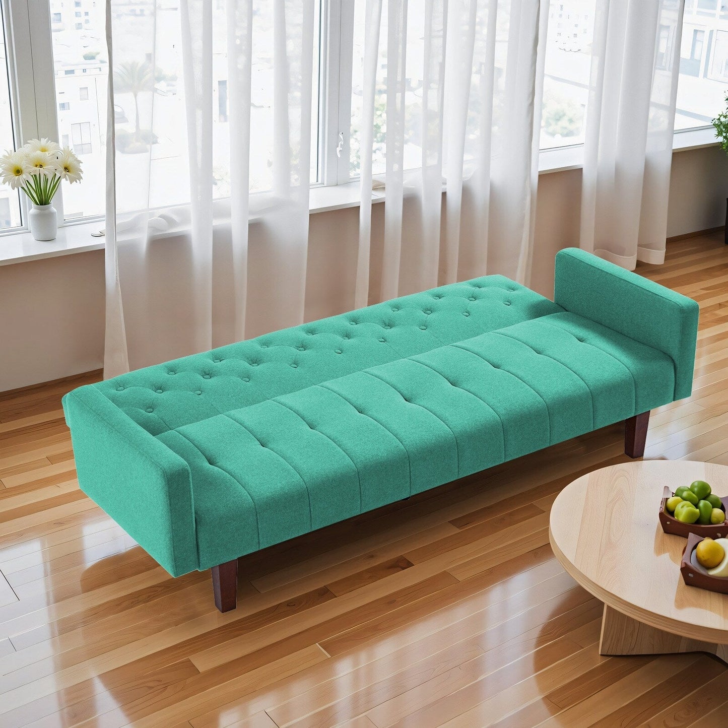 Canapé-lit futon convertible en lin pour une personne de 74,41 po avec dossier réglable – 74,41 x 32,68 x 28,94 po