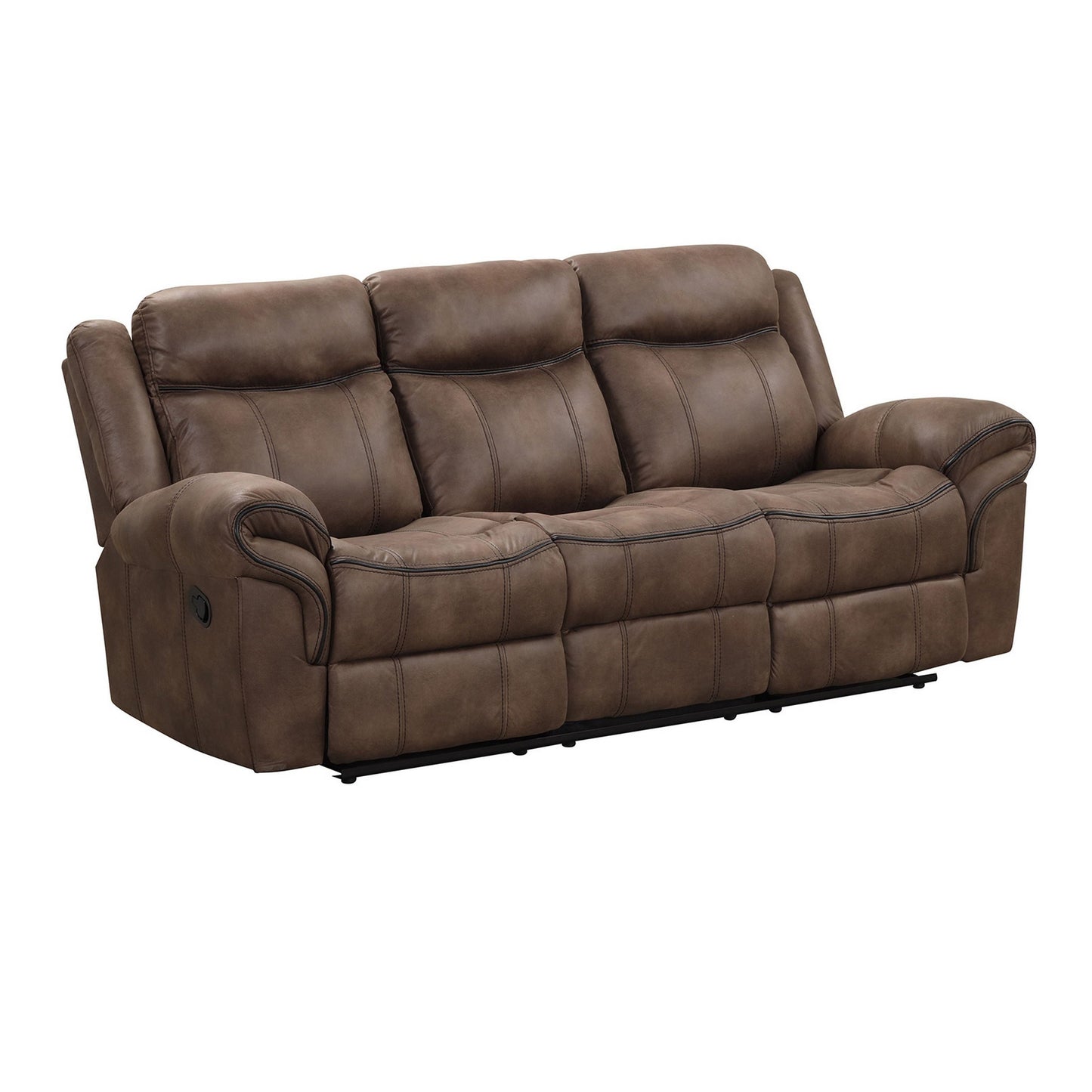 Canapé Arisa, similicuir marron, table rabattable avec porte-gobelets, 87 pouces