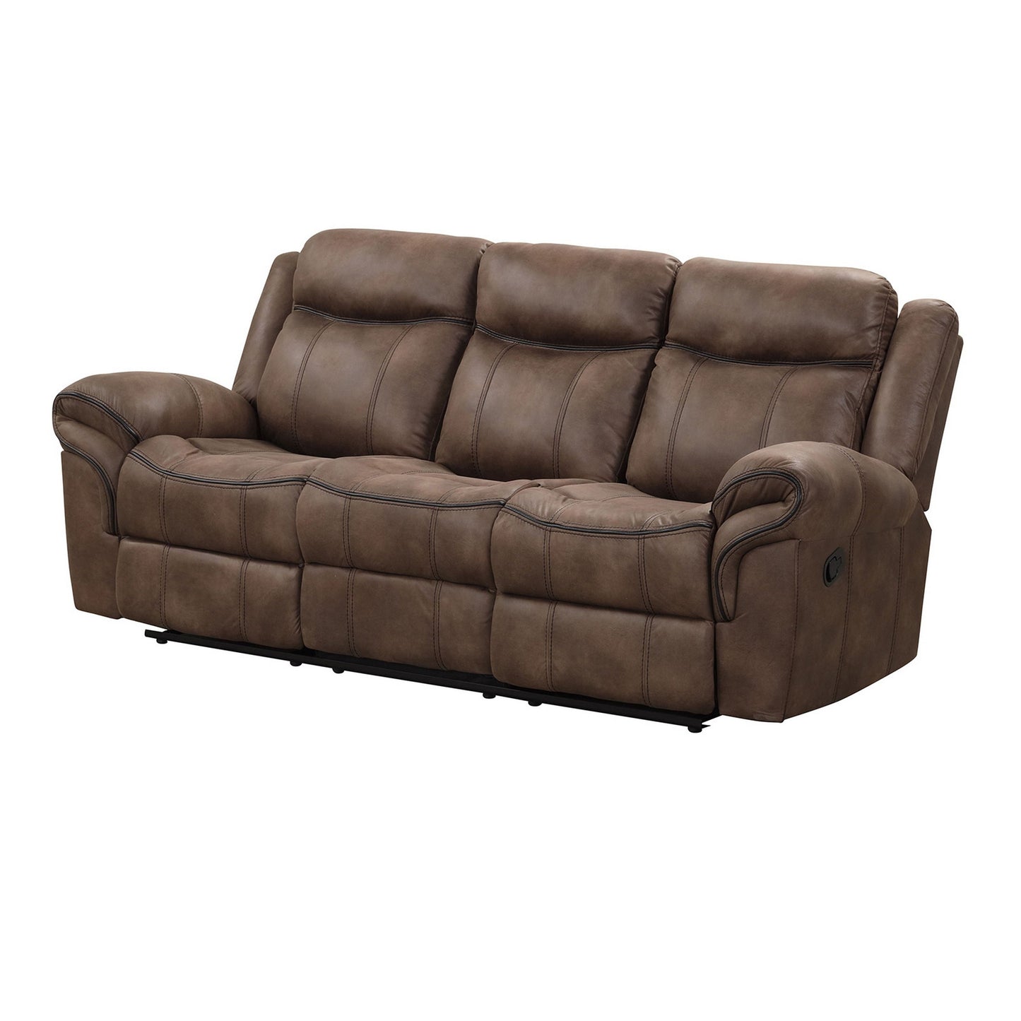 Canapé Arisa, similicuir marron, table rabattable avec porte-gobelets, 87 pouces