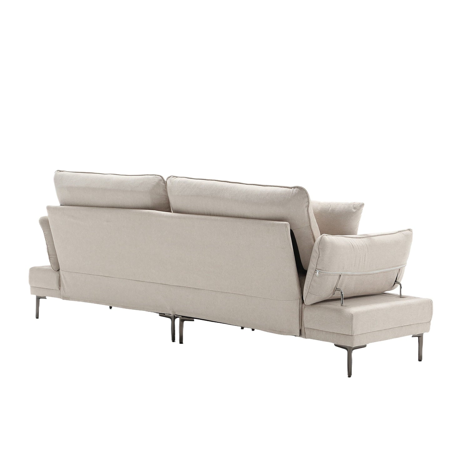 Canapé causeuse beige moderne en lin 102.36 avec accoudoirs réglables et coussins capitonnés pour le salon