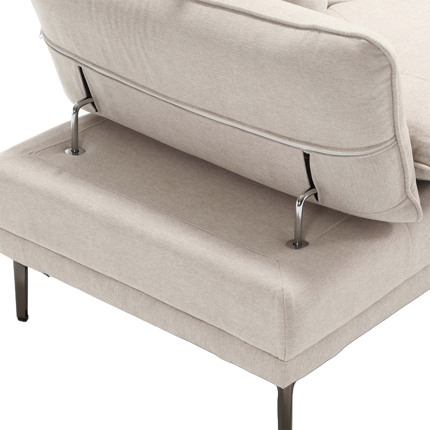 Canapé causeuse beige moderne en lin 102.36 avec accoudoirs réglables et coussins capitonnés pour le salon