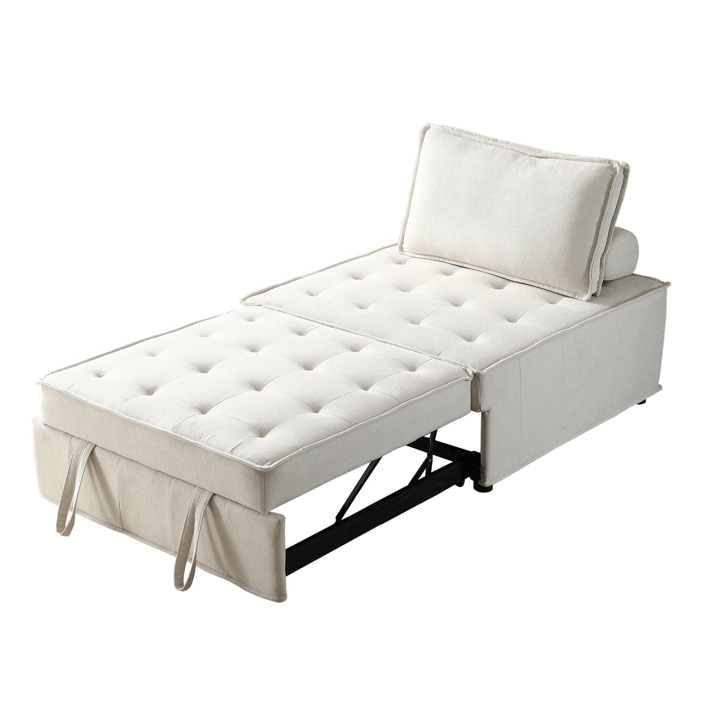 Canapé-lit ottoman beige avec dossier réglable