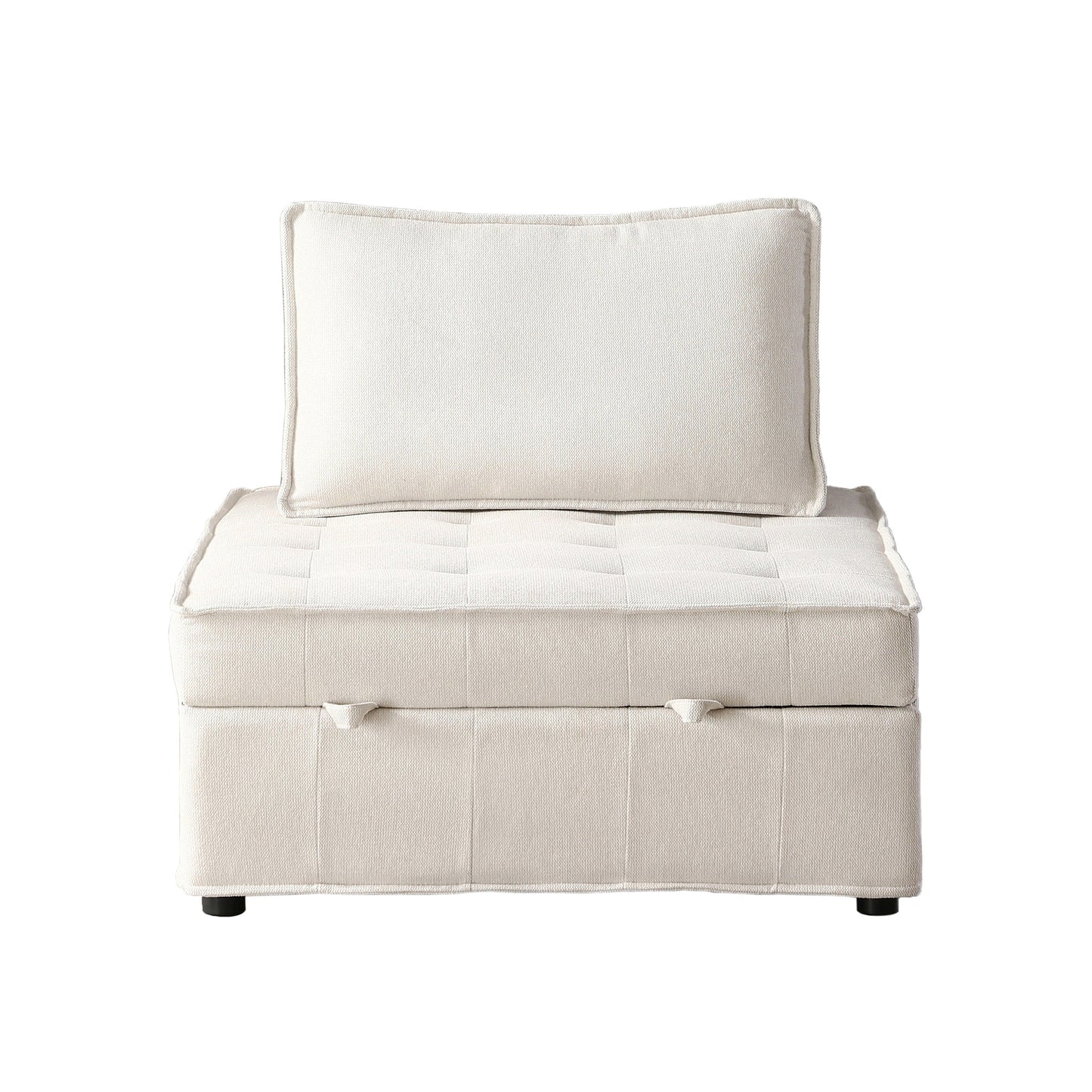 Canapé-lit ottoman beige avec dossier réglable