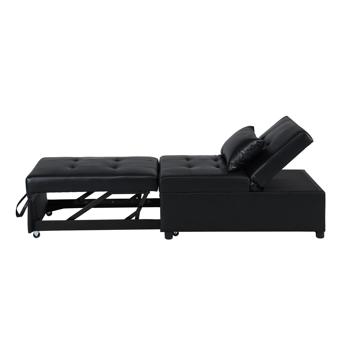 Canapé-lit ottoman simple pliable noir avec dossier réglable