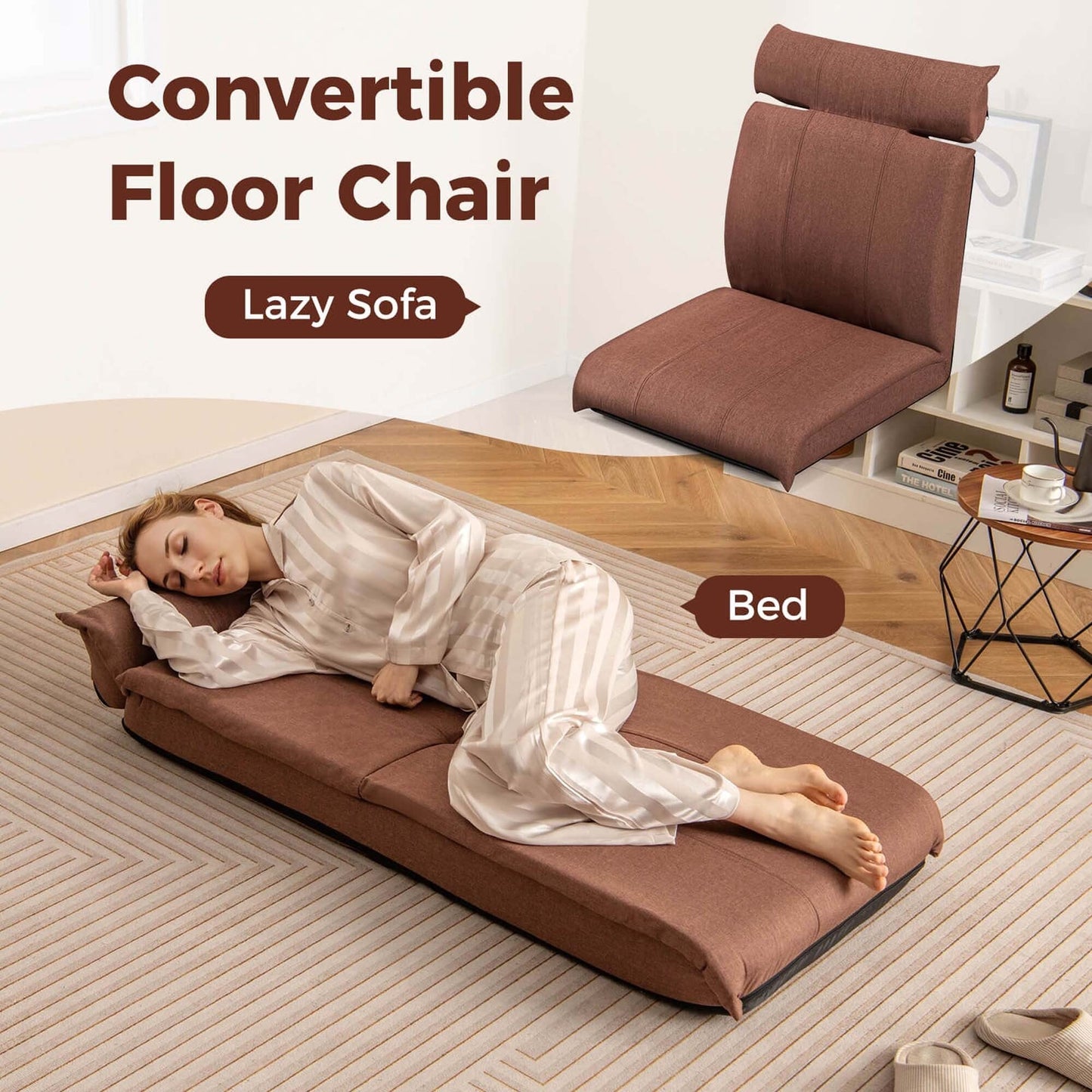Chaise de sol pliante Costway avec dossier réglable sur 14 positions - Voir les détails