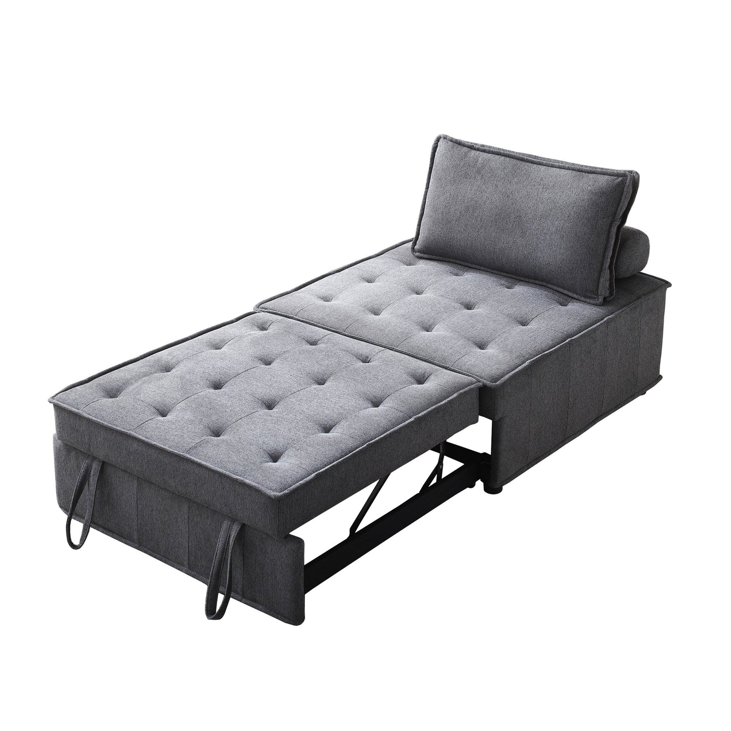Canapé-lit gigogne ottoman gris foncé avec dossier réglable