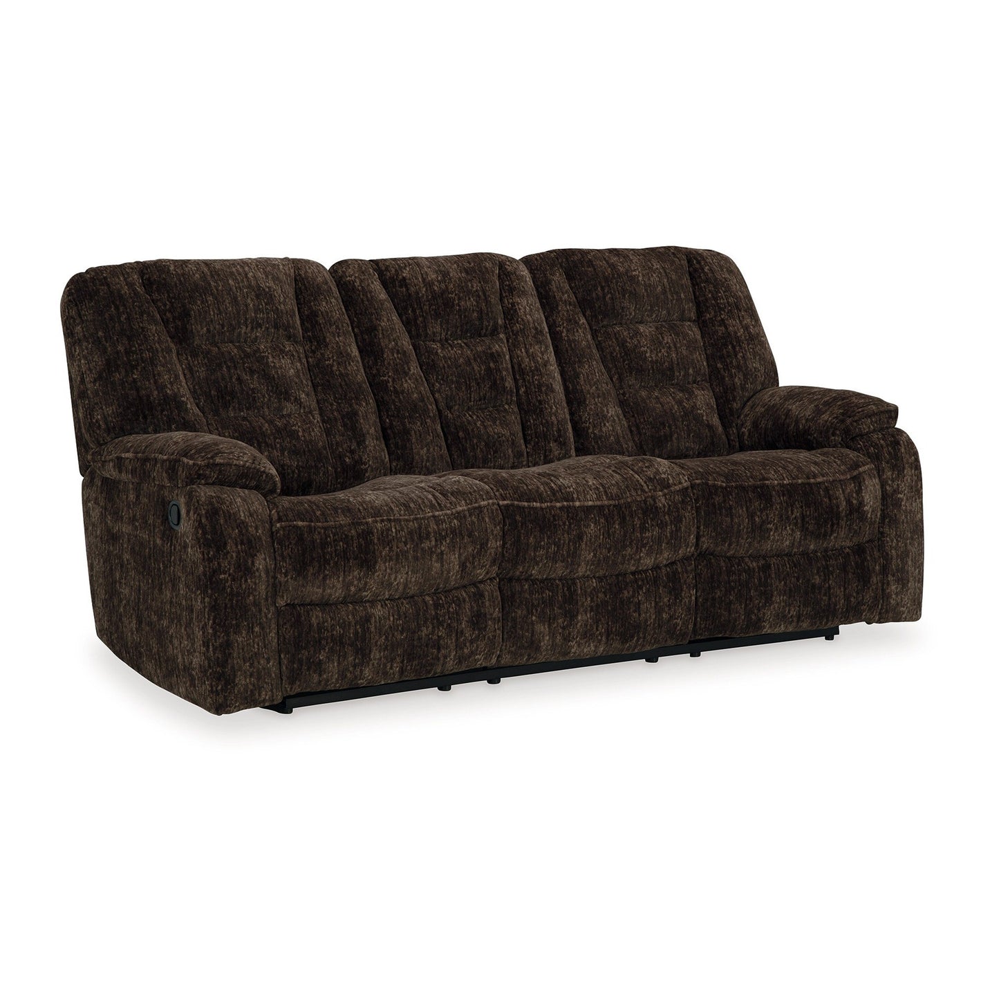 Canapé inclinable manuel Enzo, table rabattable, polyester marron, 220 cm