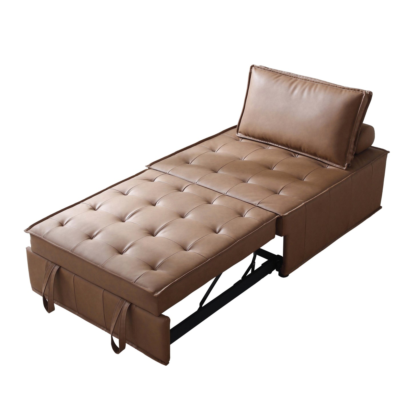 Canapé-lit gigogne ottoman en similicuir avec dossier réglable