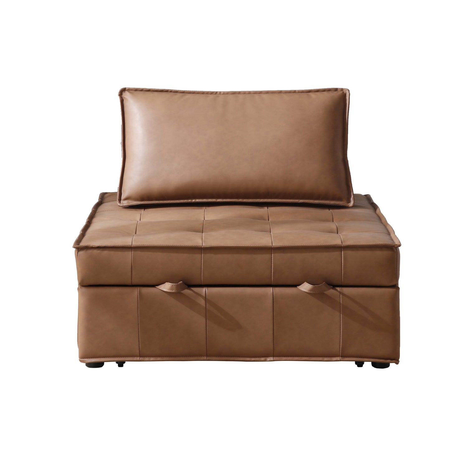 Canapé-lit gigogne ottoman en similicuir avec dossier réglable