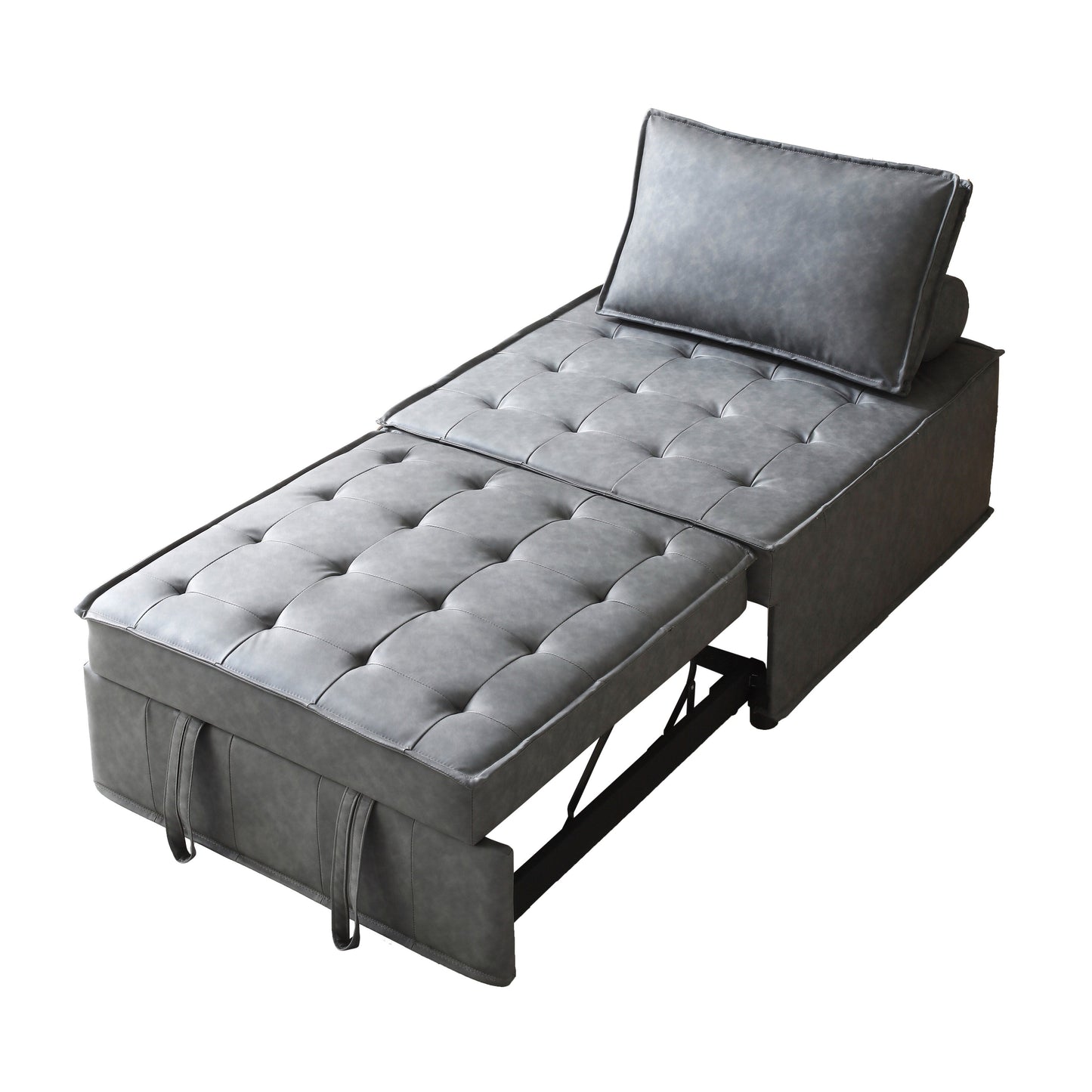 Canapé-lit gigogne ottoman en similicuir avec dossier réglable