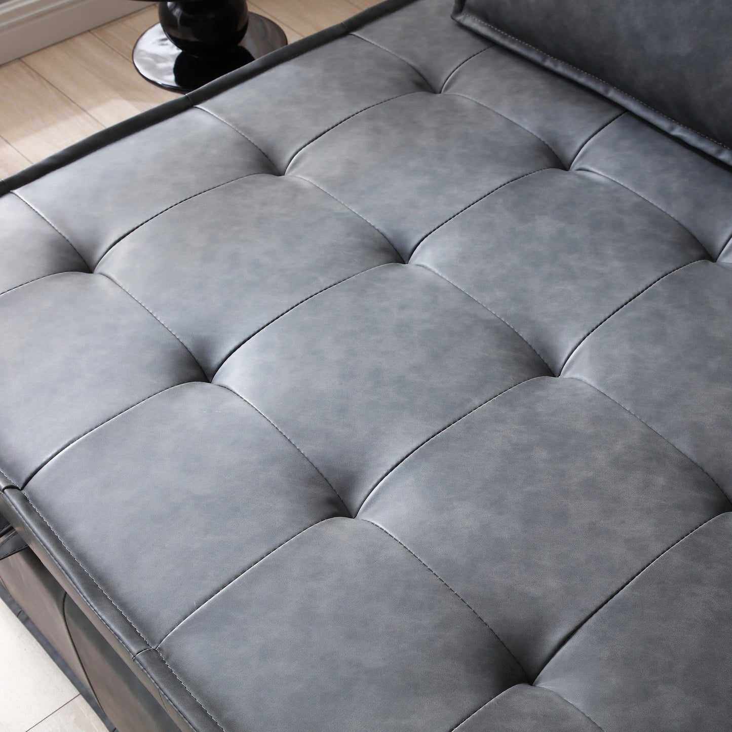 Canapé-lit gigogne ottoman en similicuir avec dossier réglable