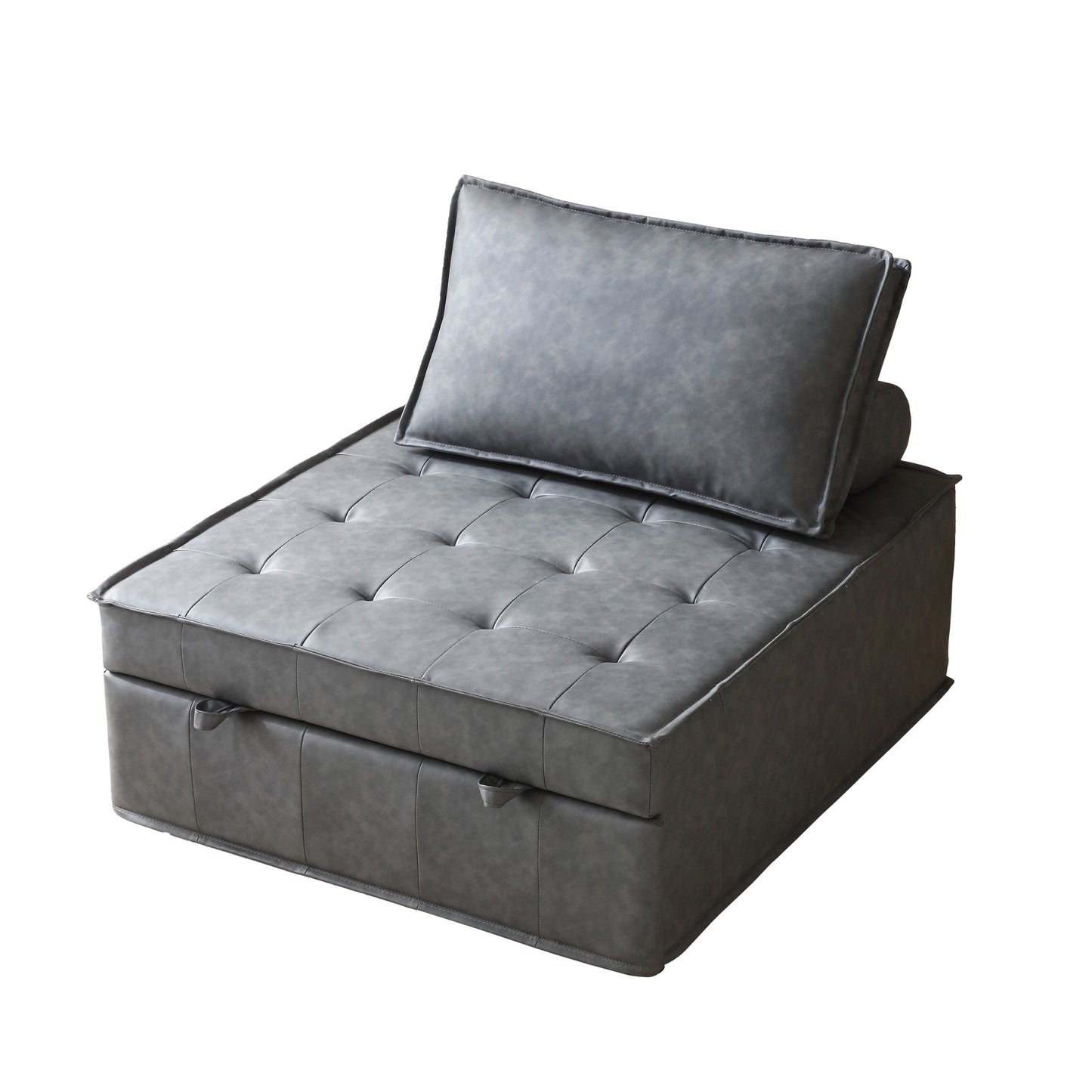 Canapé-lit gigogne ottoman en similicuir avec dossier réglable