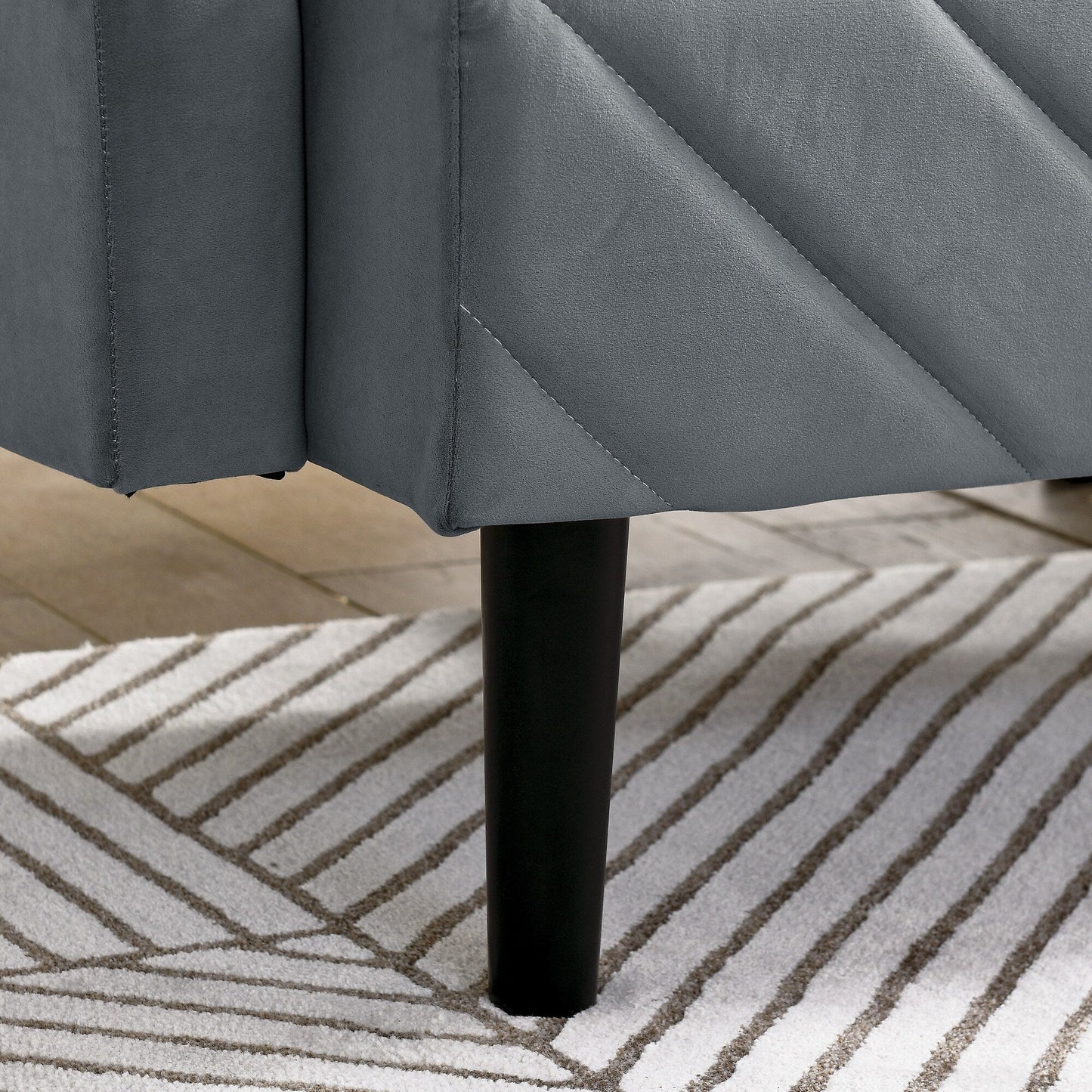 Canapé-lit futon convertible capitonné en velours gris 87 avec accoudoirs réglables pour le salon