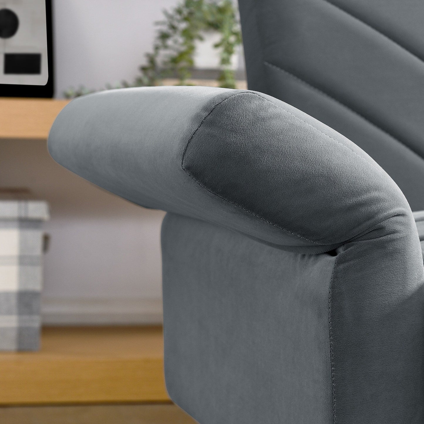 Canapé-lit futon convertible capitonné en velours gris 87 avec accoudoirs réglables pour le salon