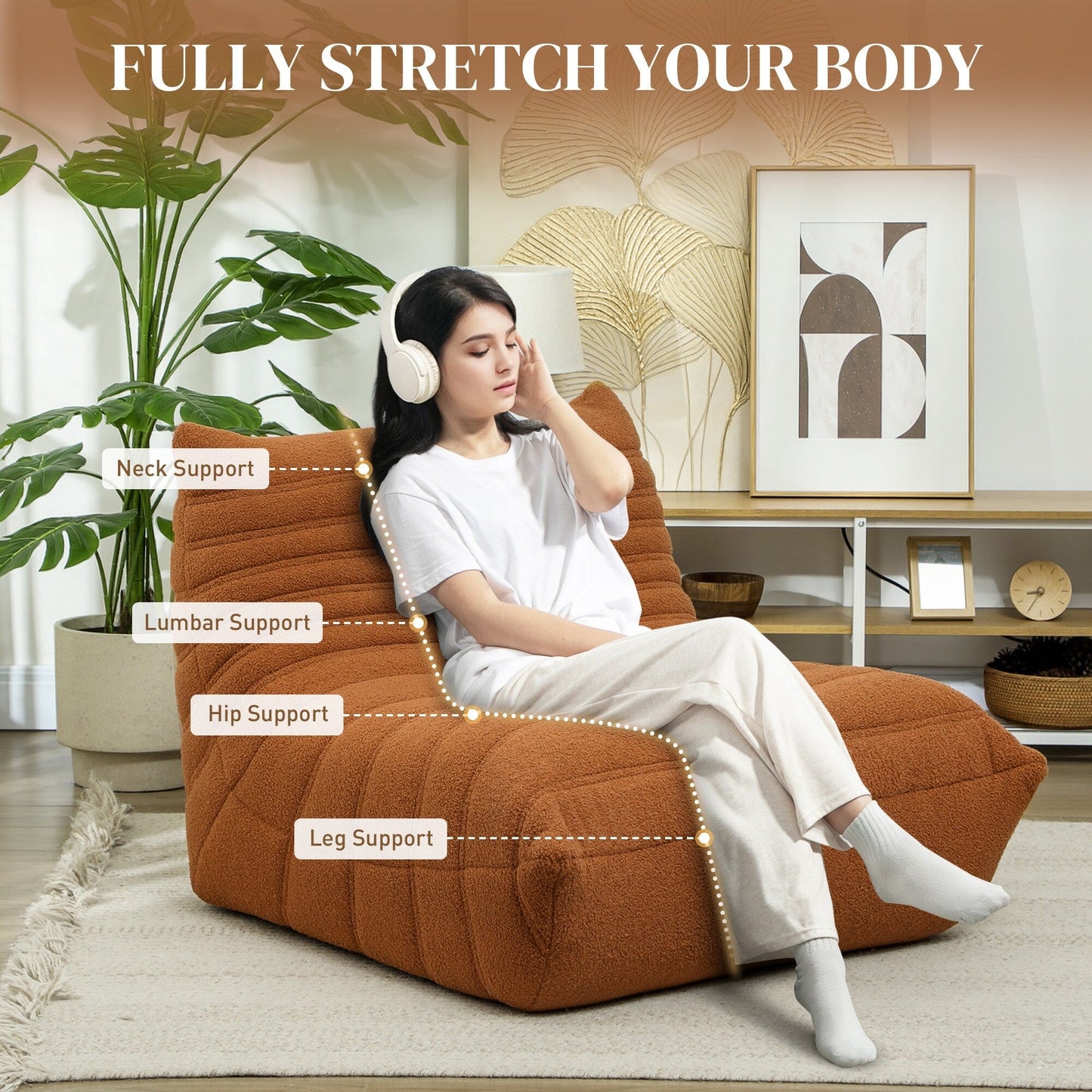 Pouf HOMCOM pour adultes, fauteuil géant au coin du feu, canapé paresseux, pouf avec mousse haute densité confortable