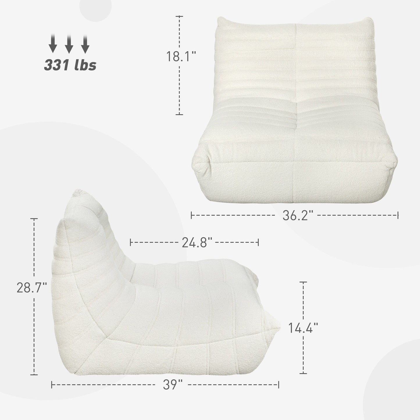 Pouf HOMCOM pour adultes, fauteuil géant au coin du feu, canapé paresseux, pouf avec mousse haute densité confortable