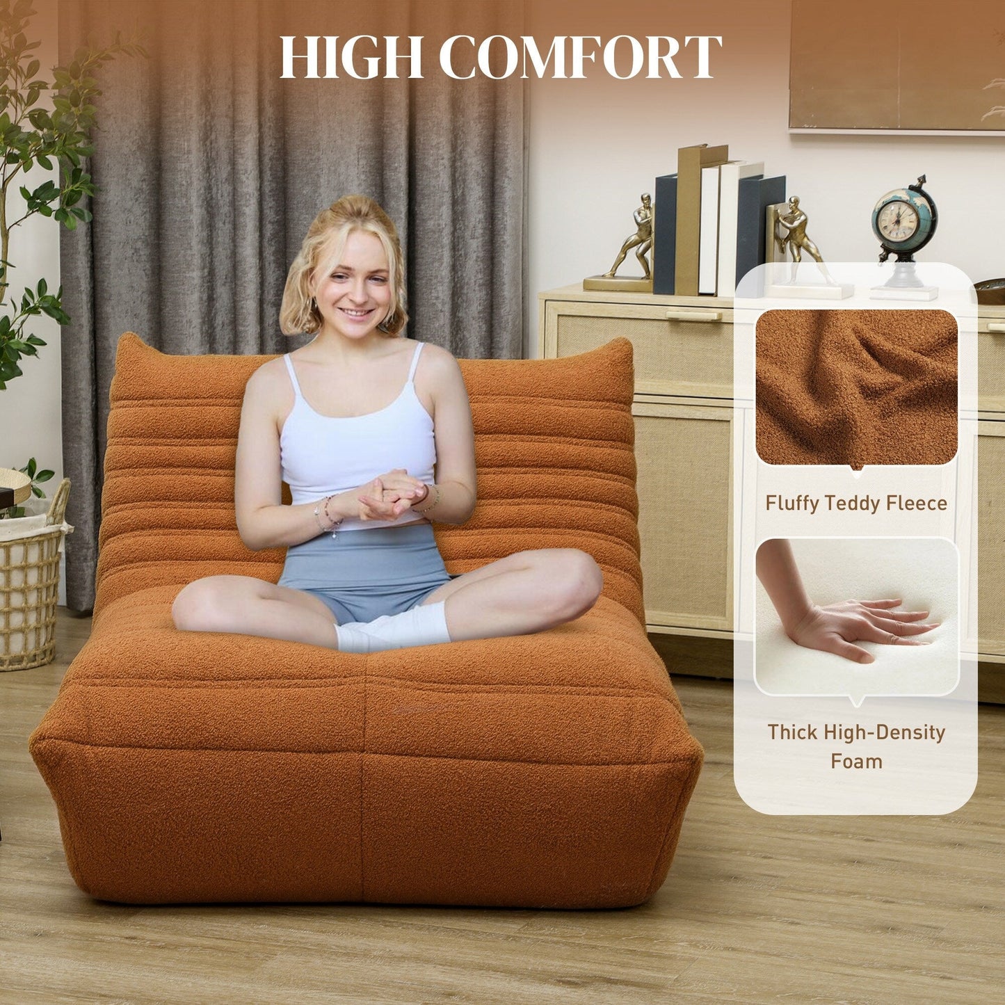 Pouf HOMCOM pour adultes, fauteuil géant au coin du feu, canapé paresseux, pouf avec mousse haute densité confortable