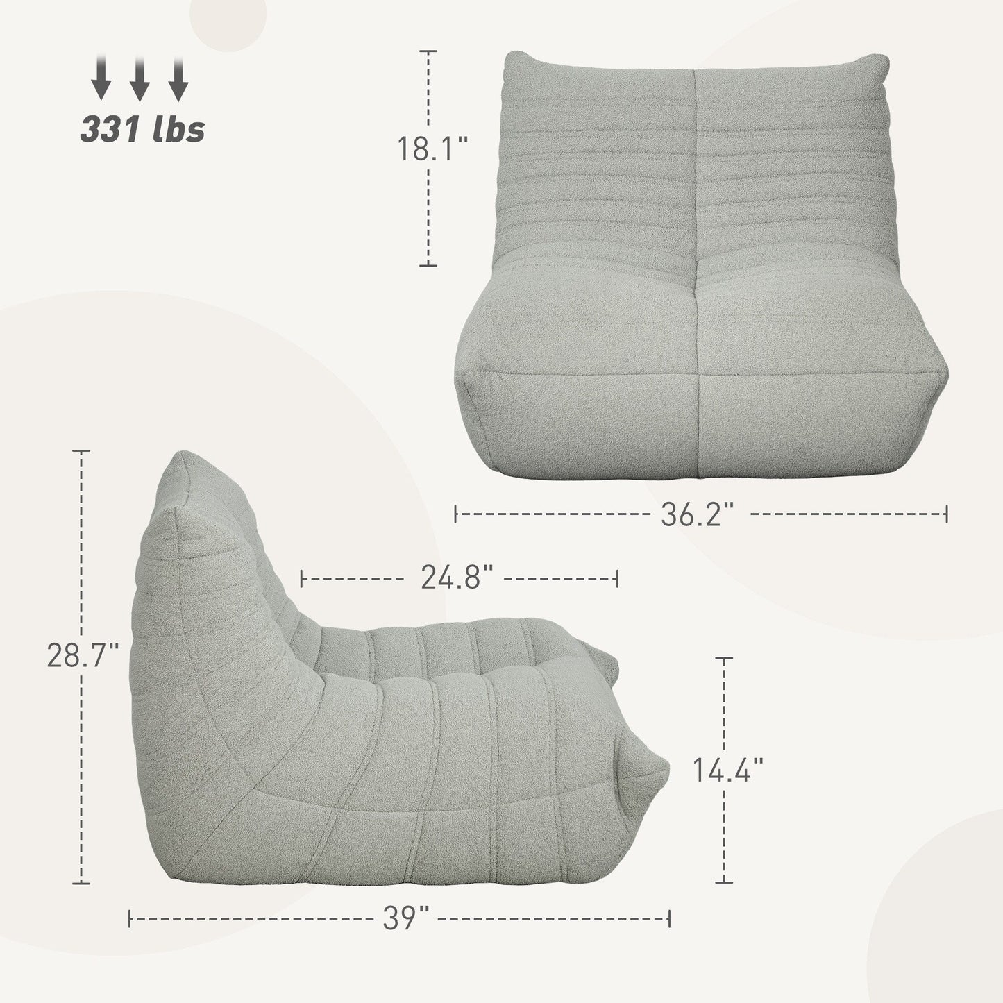 Pouf HOMCOM pour adultes, fauteuil géant au coin du feu, canapé paresseux, pouf avec mousse haute densité confortable
