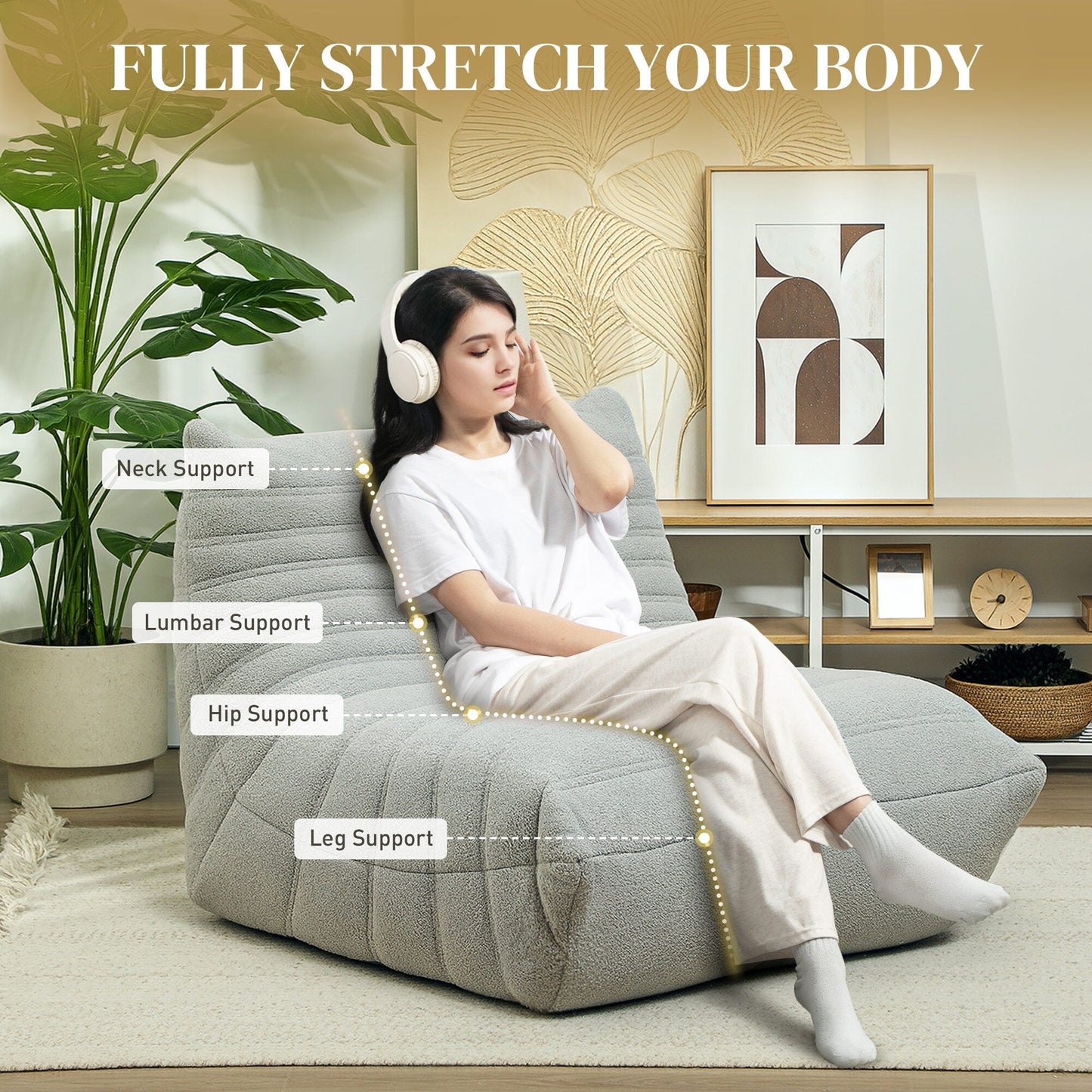 Pouf HOMCOM pour adultes, fauteuil géant au coin du feu, canapé paresseux, pouf avec mousse haute densité confortable