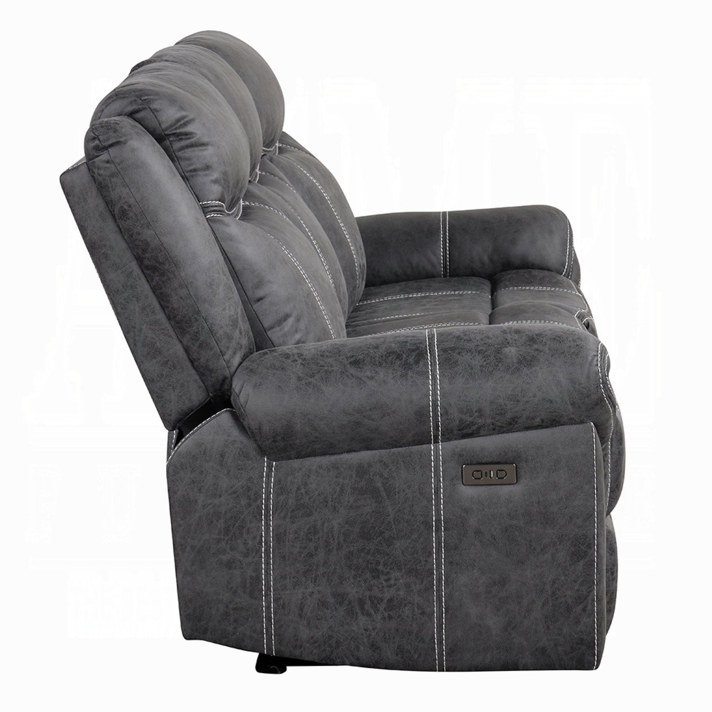 Canapé inclinable électrique Hesy avec table rabattable, gris foncé, 85 pouces