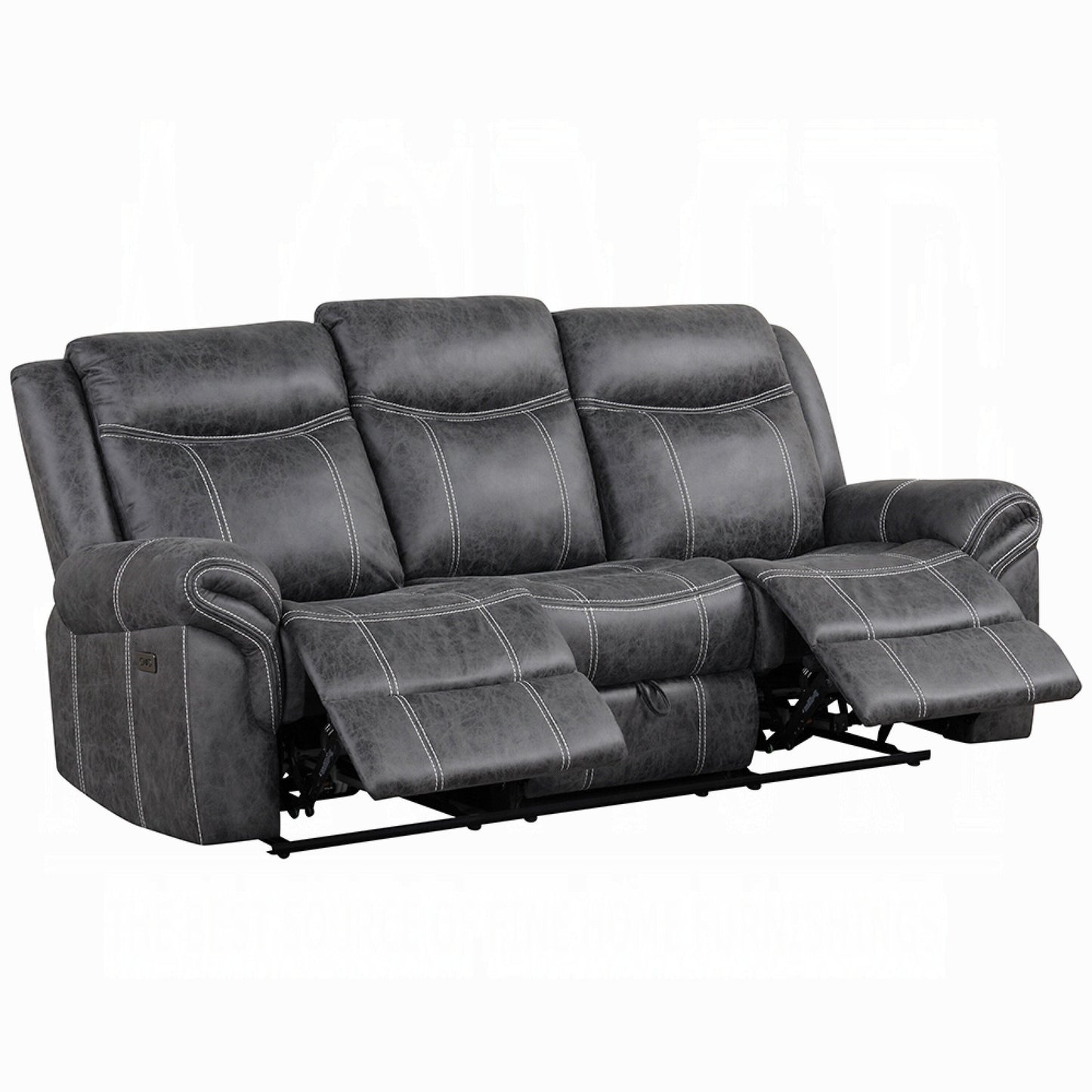 Canapé inclinable électrique Hesy avec table rabattable, gris foncé, 85 pouces