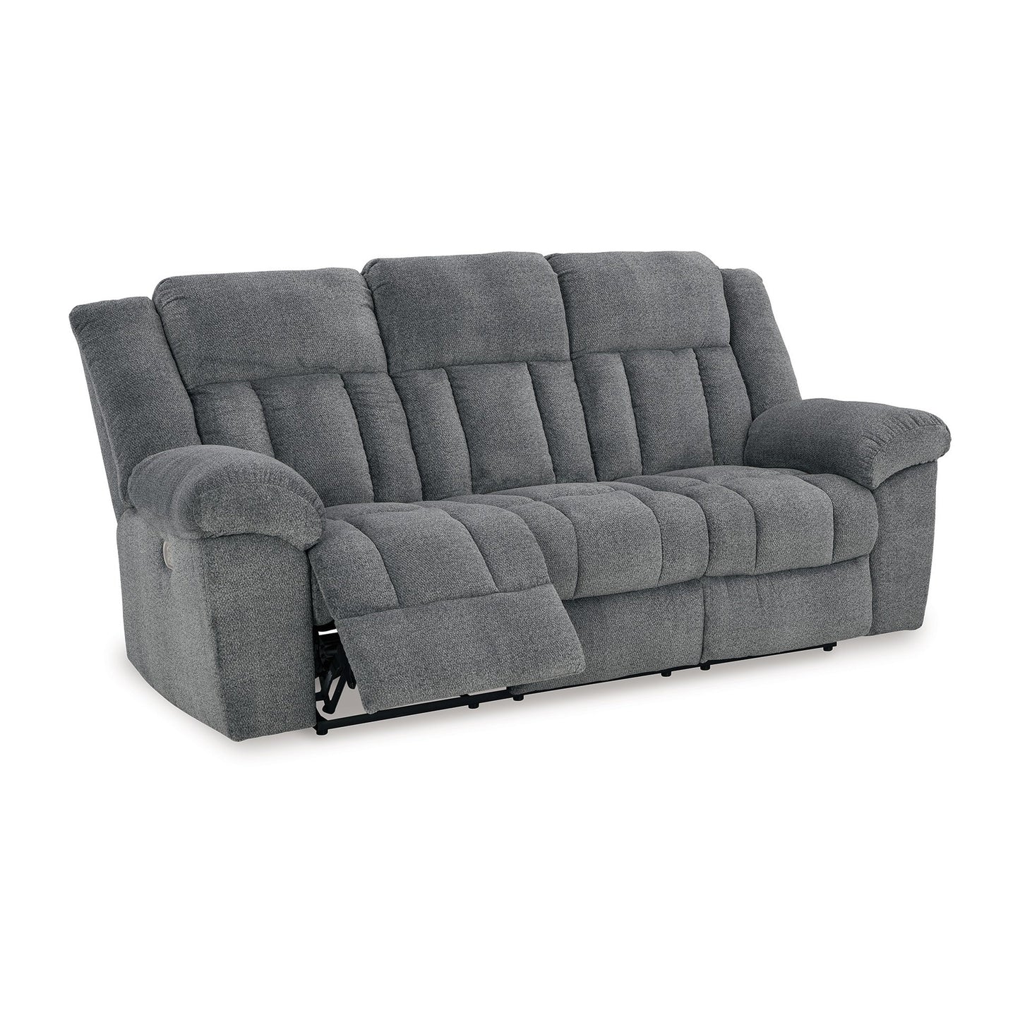 Canapé inclinable électrique Kendy, appui-tête réglable, polyester gris, 230 cm