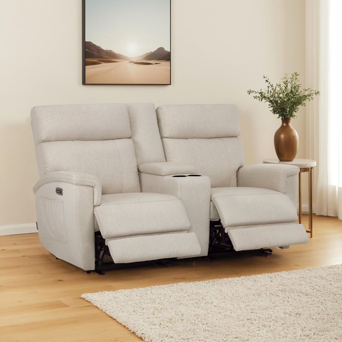 Canapé inclinable électrique MCombo 60.2 avec massage et double chauffage, appui-tête réglable, ports USB et Type-C, tissu