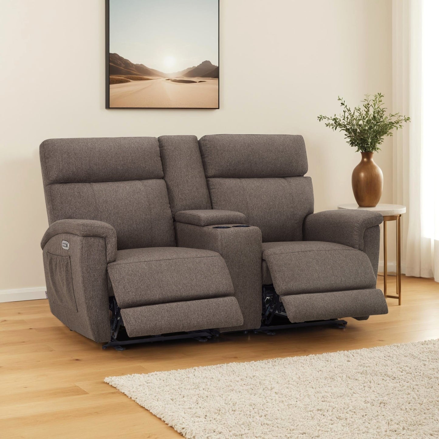 Canapé inclinable électrique MCombo 60.2 avec massage et double chauffage, appui-tête réglable, ports USB et Type-C, tissu