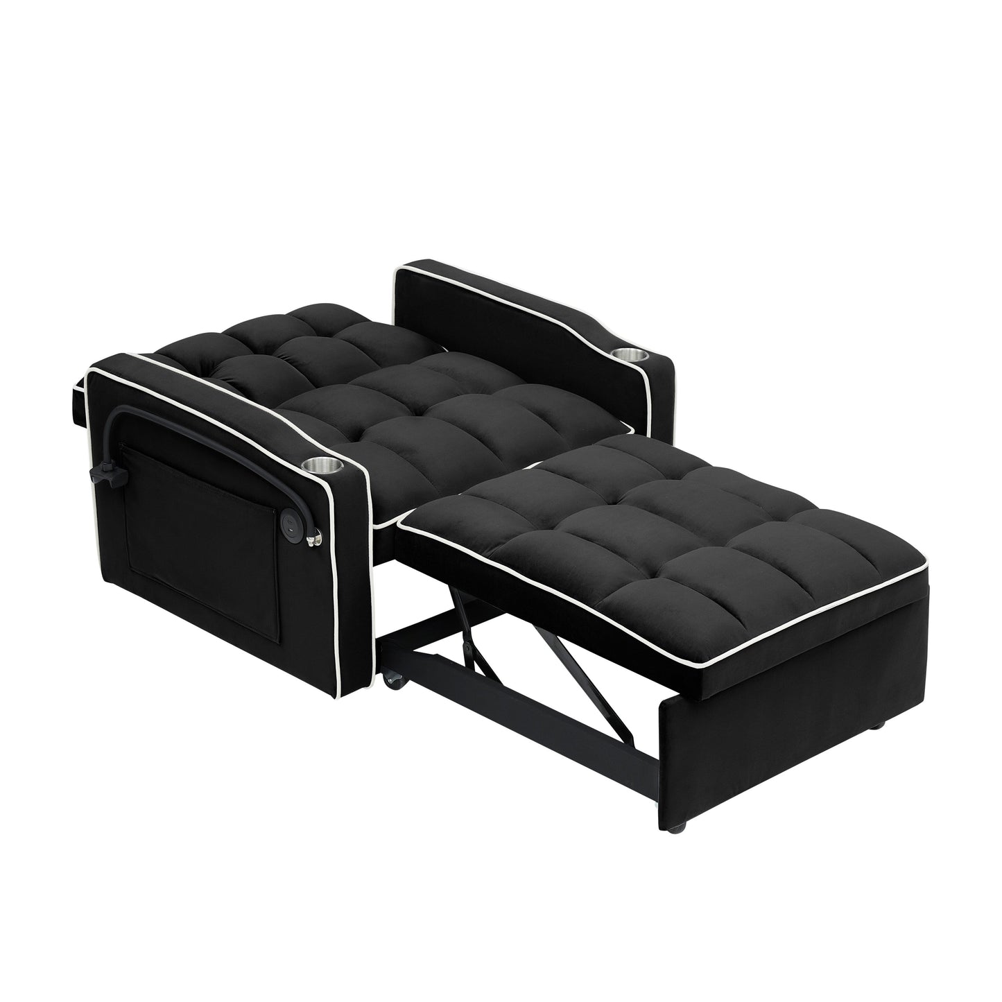 Canapé-lit convertible 3 en 1 moderne 70.86 avec dossier réglable et port de chargement USB pour le salon