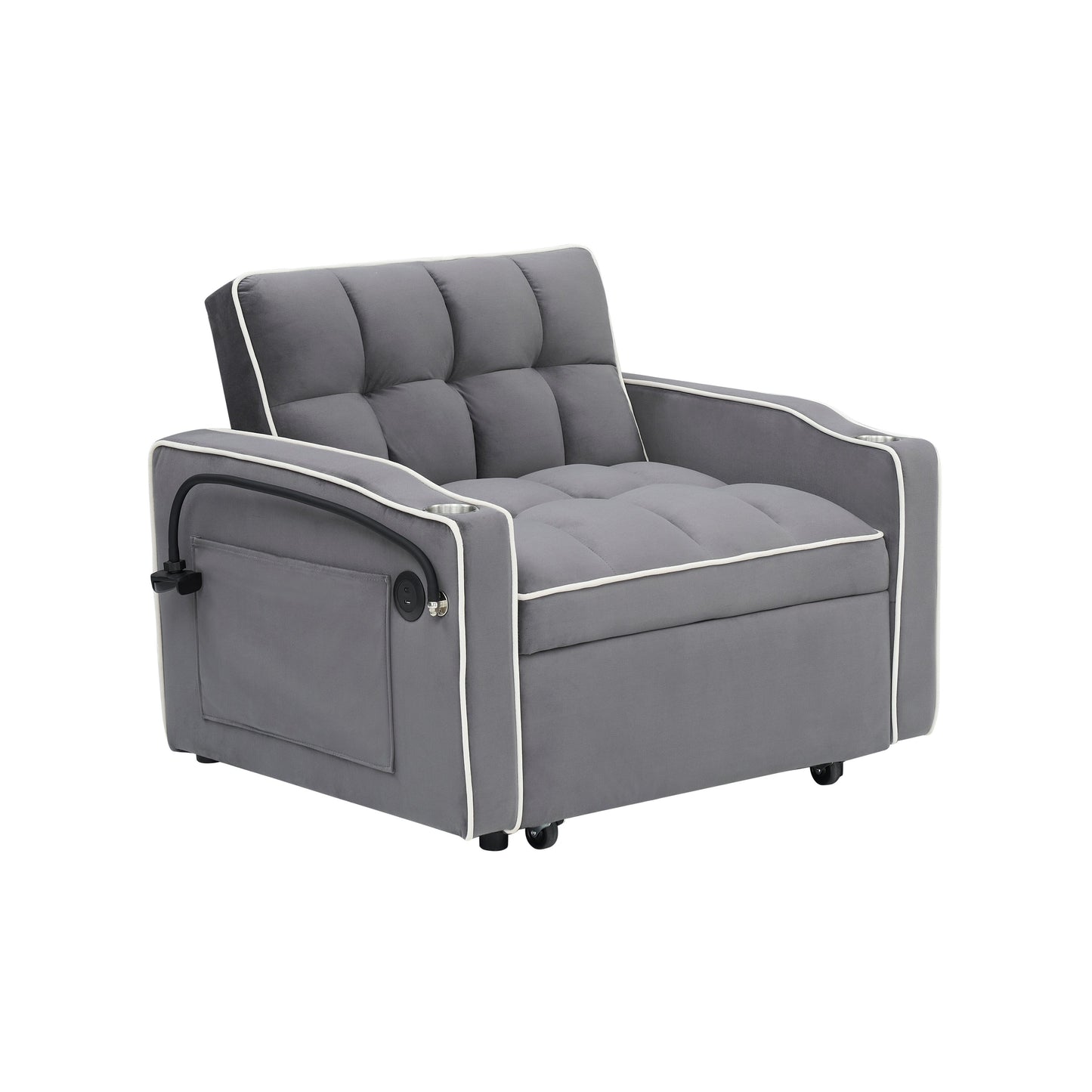 Canapé-lit convertible 3 en 1 moderne 70.86 avec dossier réglable et port de chargement USB pour le salon