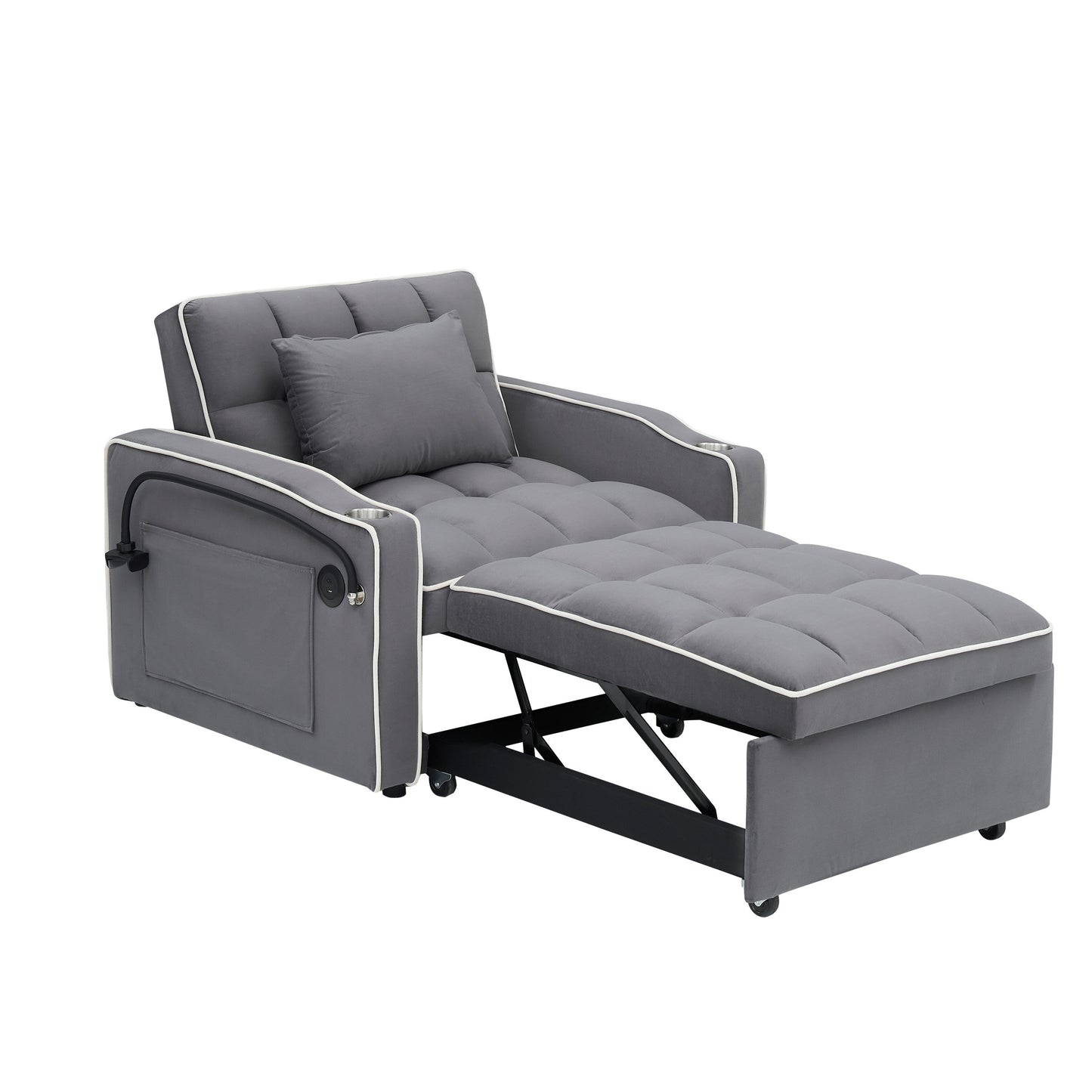 Canapé-lit convertible 3 en 1 moderne 70.86 avec dossier réglable et port de chargement USB pour le salon