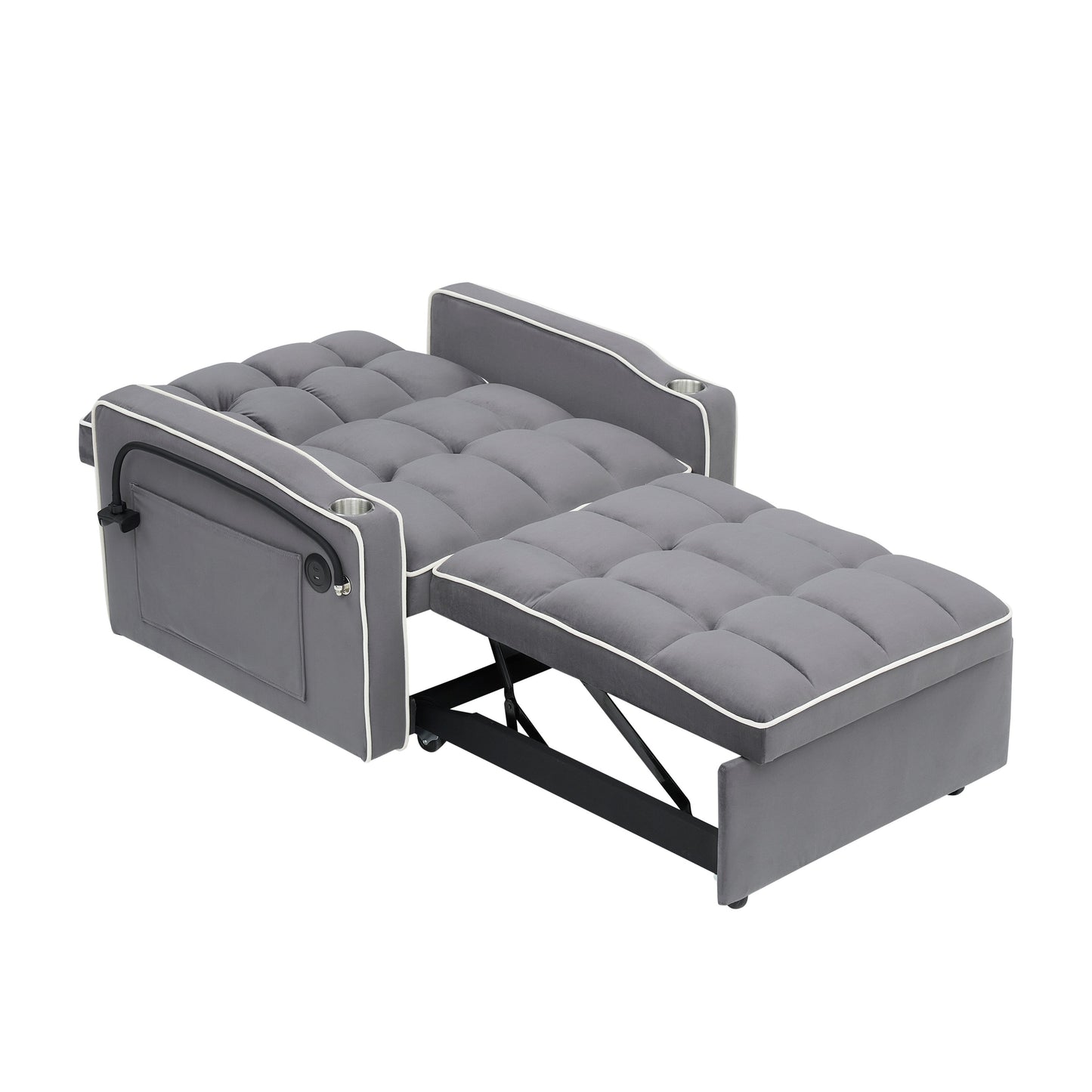 Canapé-lit convertible 3 en 1 moderne 70.86 avec dossier réglable et port de chargement USB pour le salon