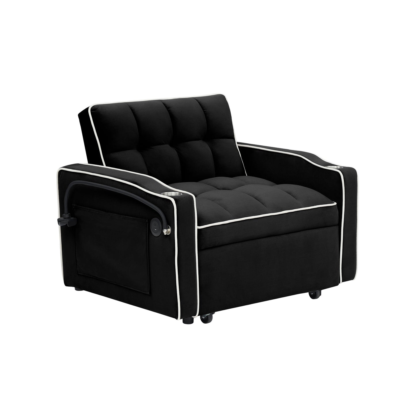 Canapé-lit convertible 3 en 1 moderne 70.86 avec dossier réglable et port de chargement USB pour le salon